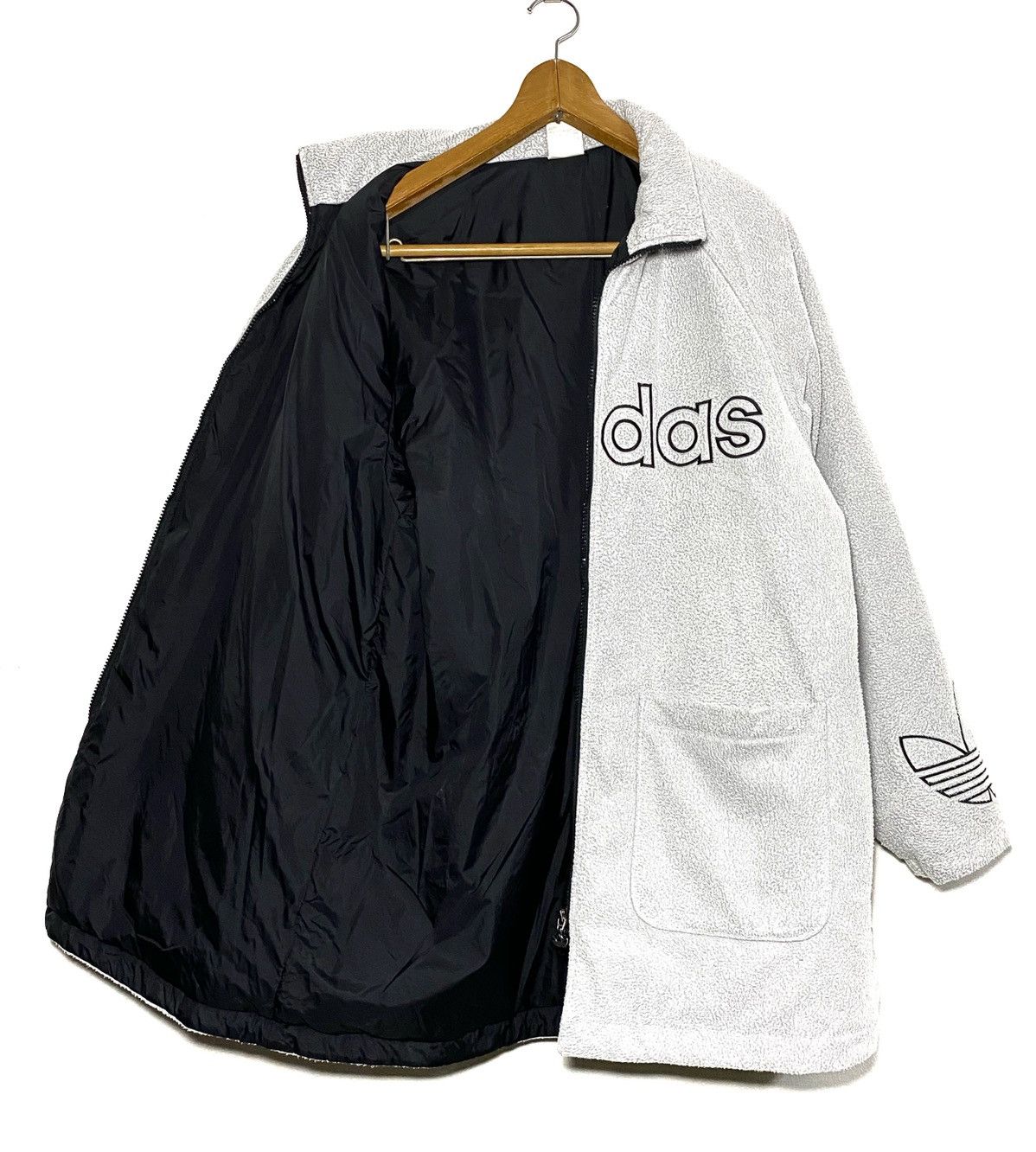 image of Vintage 90's Adidas Jacket Fleece Embroidery Big Logo in Grey, Men's (Size Large)