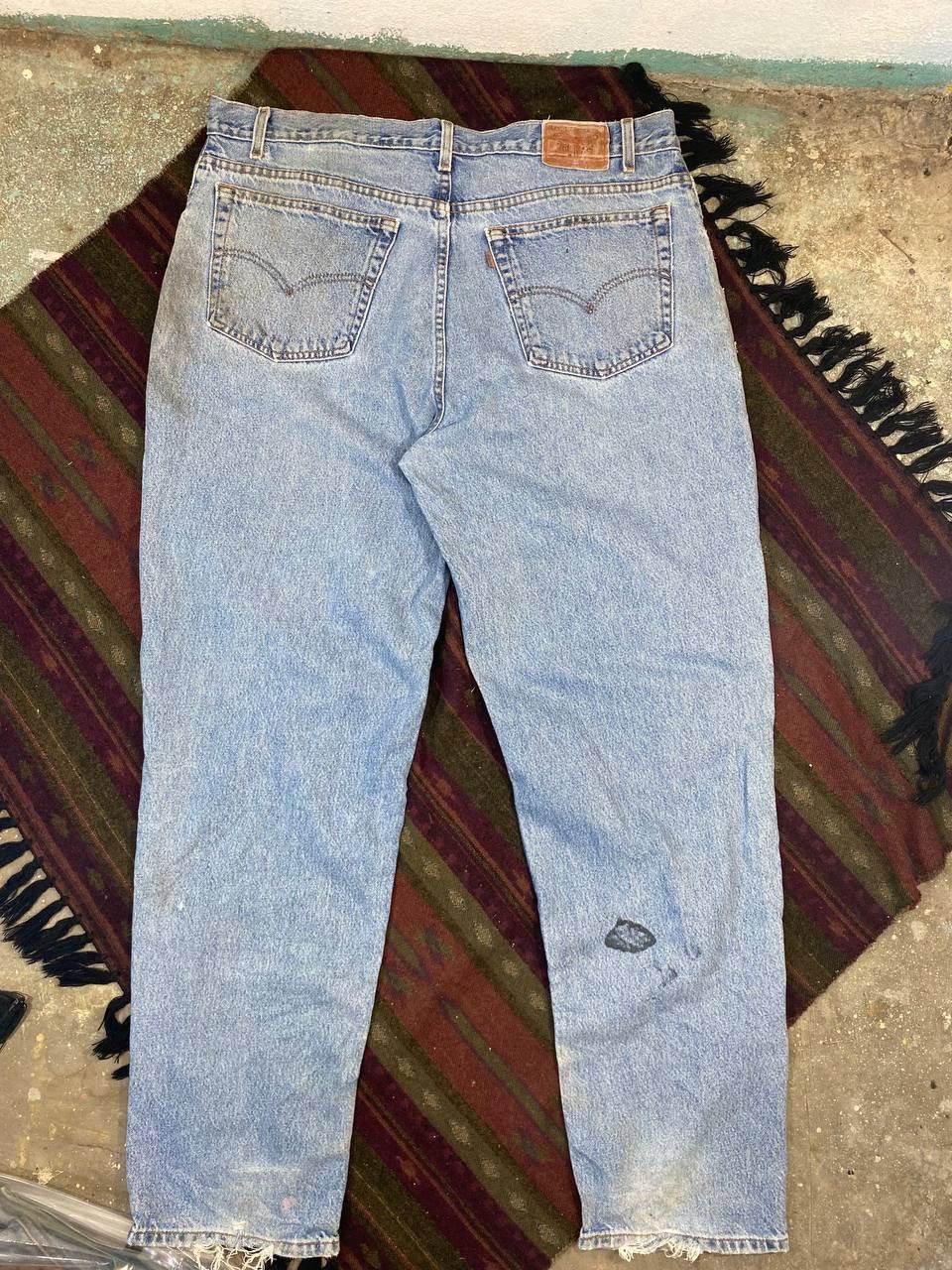 image of Distressed Denim x Levis Vintage Levis 545 Orange Tab Denim Distressed Style in Light Blue (Size 41