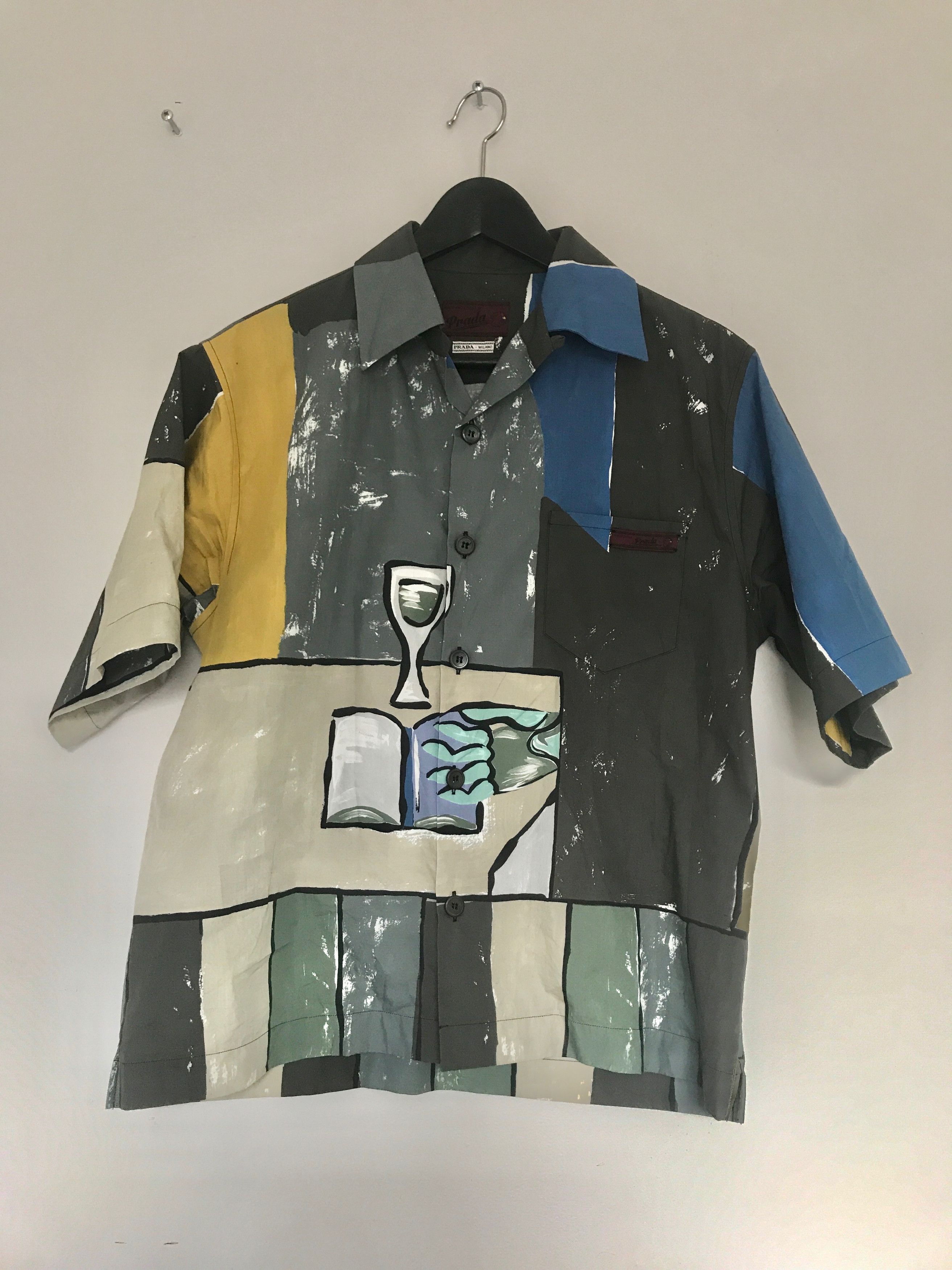 Pre-owned Prada Coloring Book Print Bowling Shirt In Multi