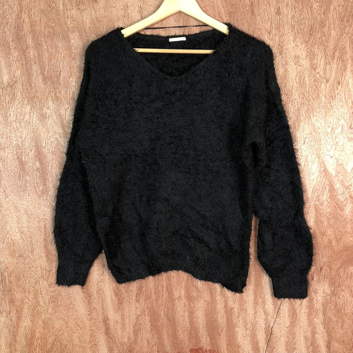 Vintage GU Black Shag Shaggy Fur Mohair Knitwear #6635 Size US M / EU 48-50 / 2 - 3 Thumbnail