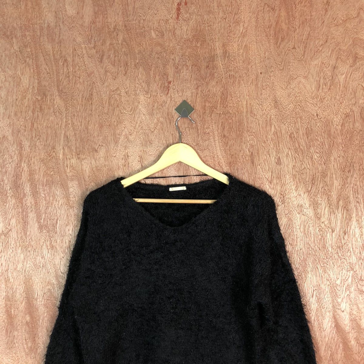 Vintage GU Black Shag Shaggy Fur Mohair Knitwear #6635 Size US M / EU 48-50 / 2 - 2 Thumbnail