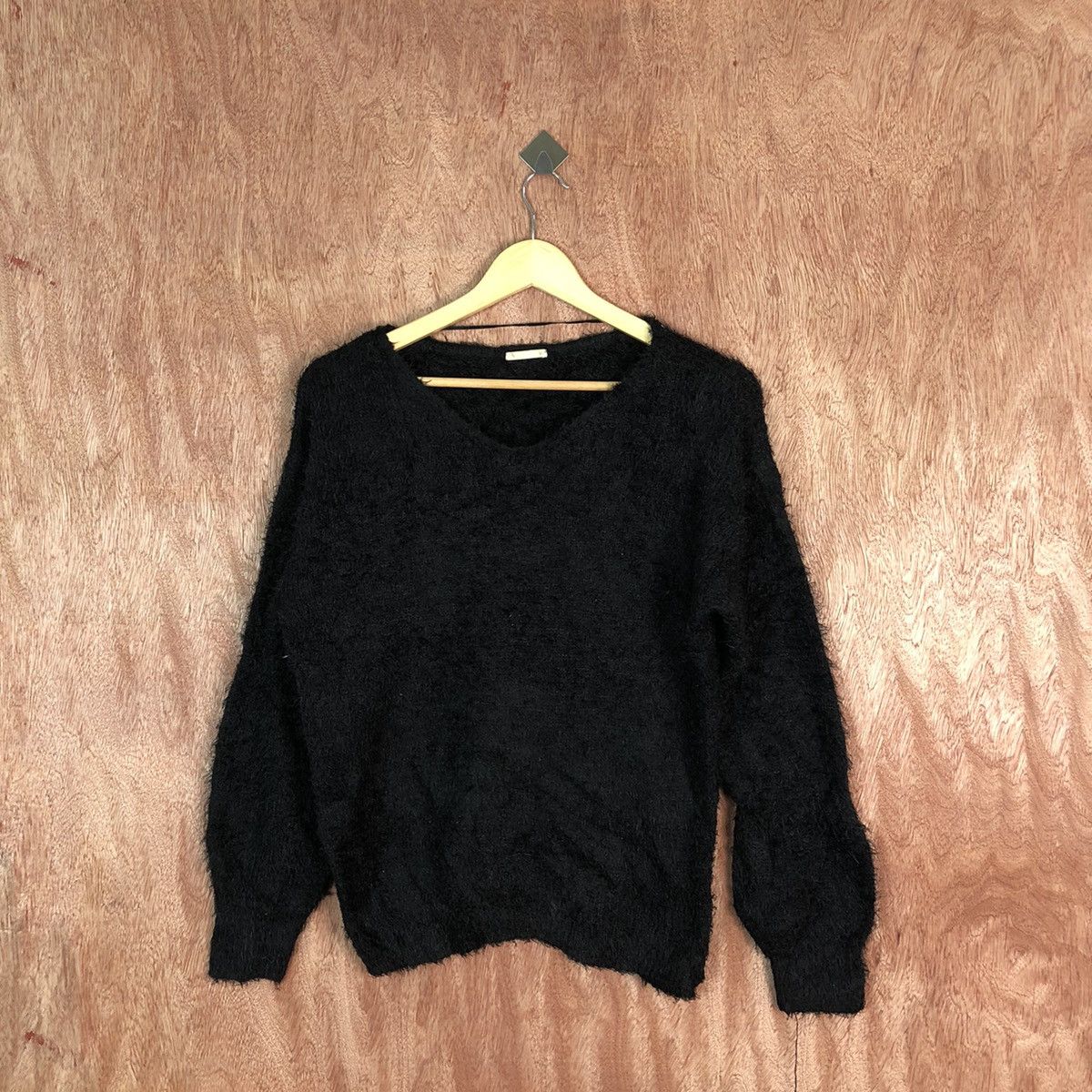 Vintage GU Black Shag Shaggy Fur Mohair Knitwear #6635 Size US M / EU 48-50 / 2 - 1 Thumbnail