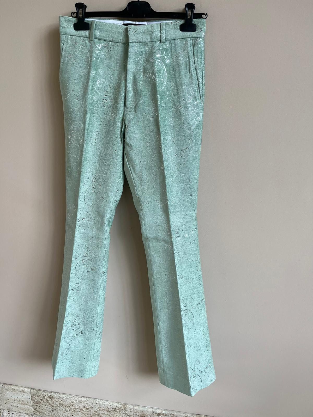 Amiri Paisley Velvet Glitter Flare in Pale Lime Size US 30 / EU 46 - 9 Thumbnail
