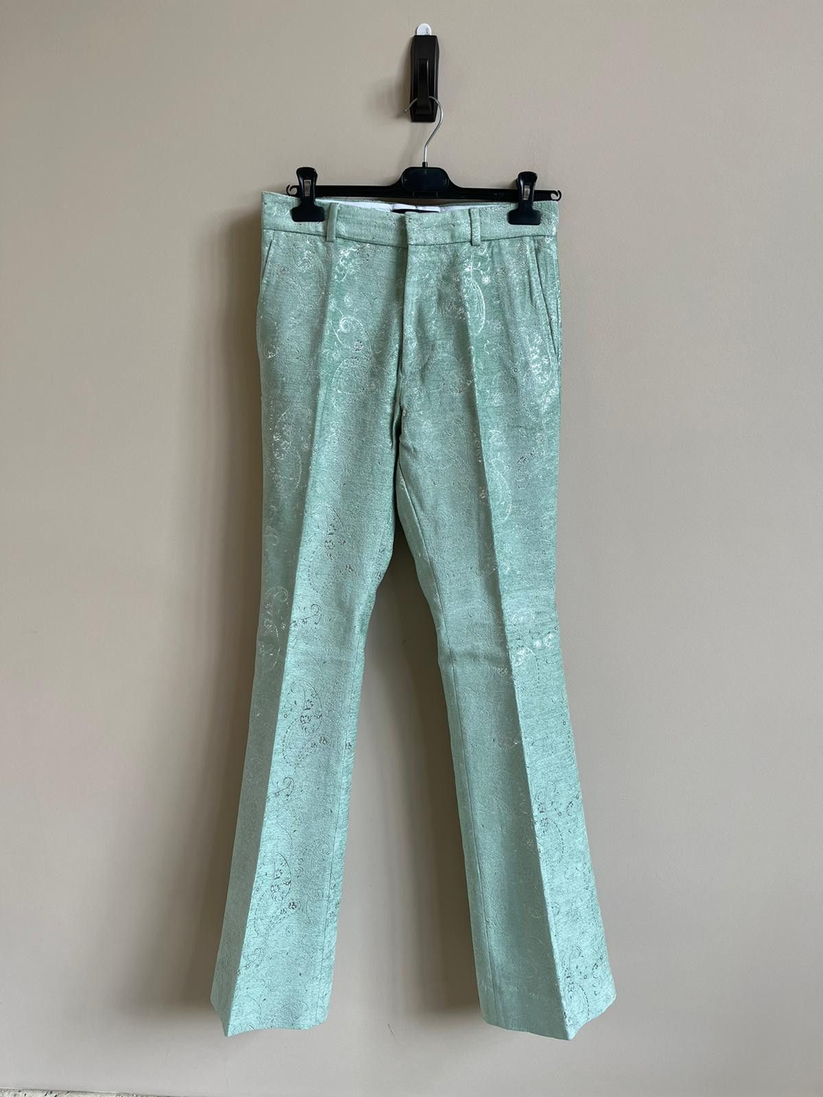 Amiri Paisley Velvet Glitter Flare in Pale Lime Size US 30 / EU 46 - 1 Thumbnail