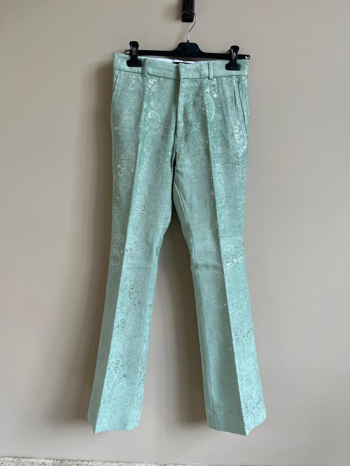 Amiri Paisley Velvet Glitter Flare in Pale Lime Size US 30 / EU 46 - 7 Thumbnail