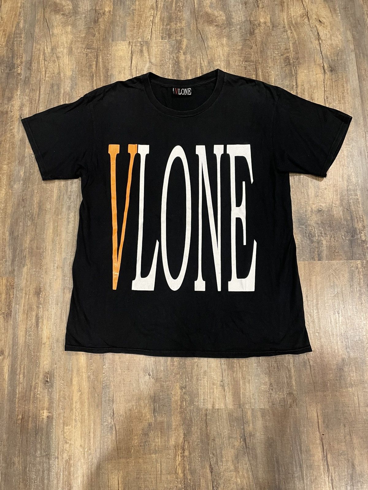 Vlone RARE Vlone Staple Orange Logo Black Tee Spell Out OG | Grailed