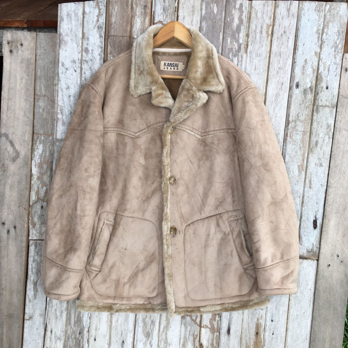 image of Kansai Yamamoto Vintage Kansai Jeans Designer Leather Jacket, Men's (Size Large)