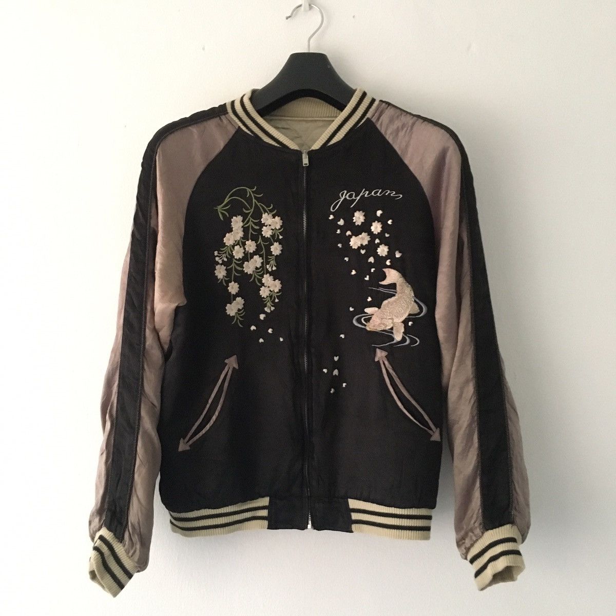 image of Sukajan Souvenir Jacket x Takeo Kikuchi Silk Reversible Jacket in Black, Men's (Size Large)