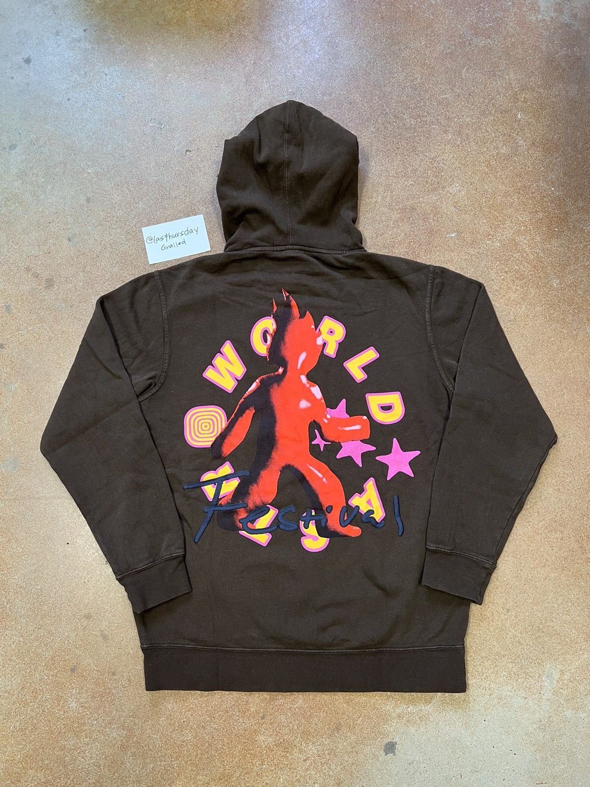 image of Travis Scott Astroworld 2021 Flame Guy Hoodie XL in Brown, Men's