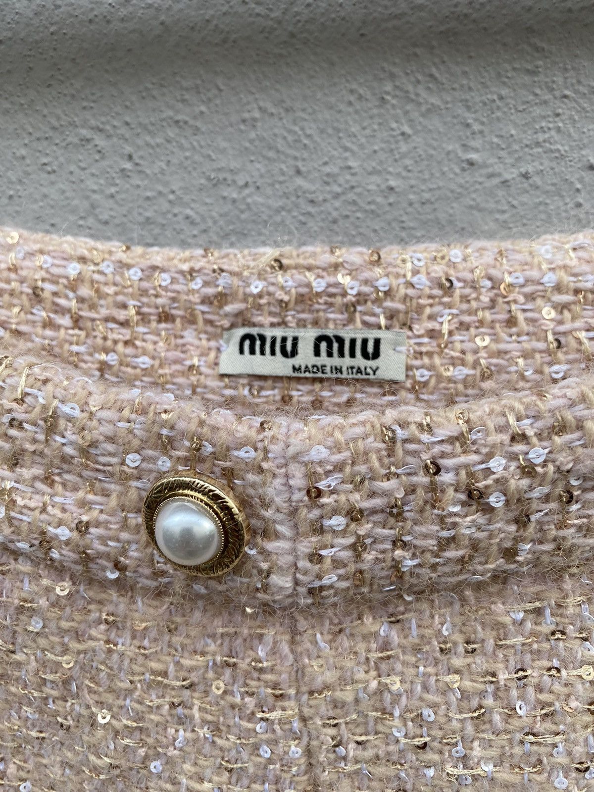 Miu Miu 2020 Miu Miu Sequin Embellished Tweed Skirt Size 26" / US 2 / IT 38 - 4 Thumbnail