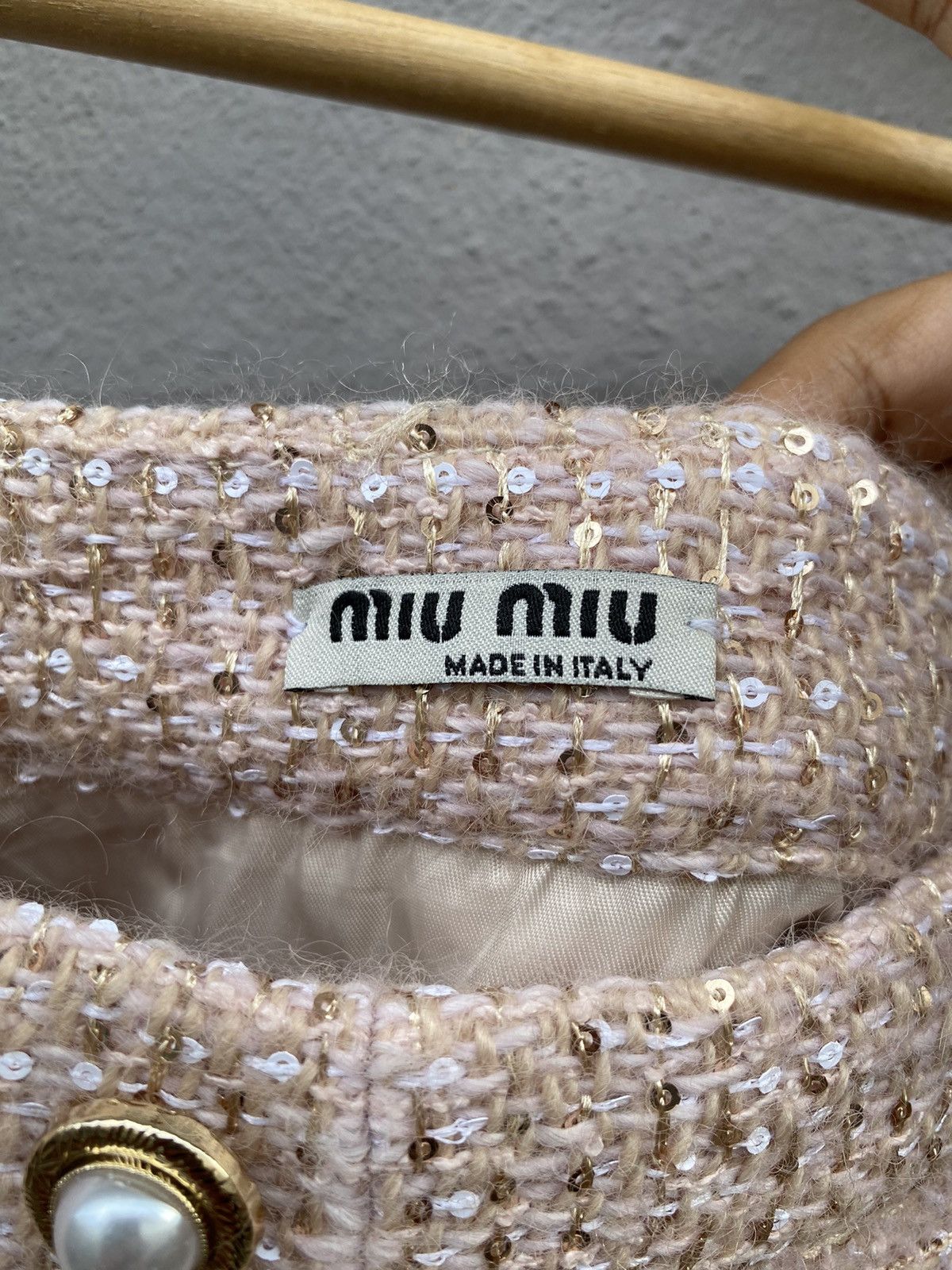Miu Miu 2020 Miu Miu Sequin Embellished Tweed Skirt Size 26" / US 2 / IT 38 - 5 Thumbnail
