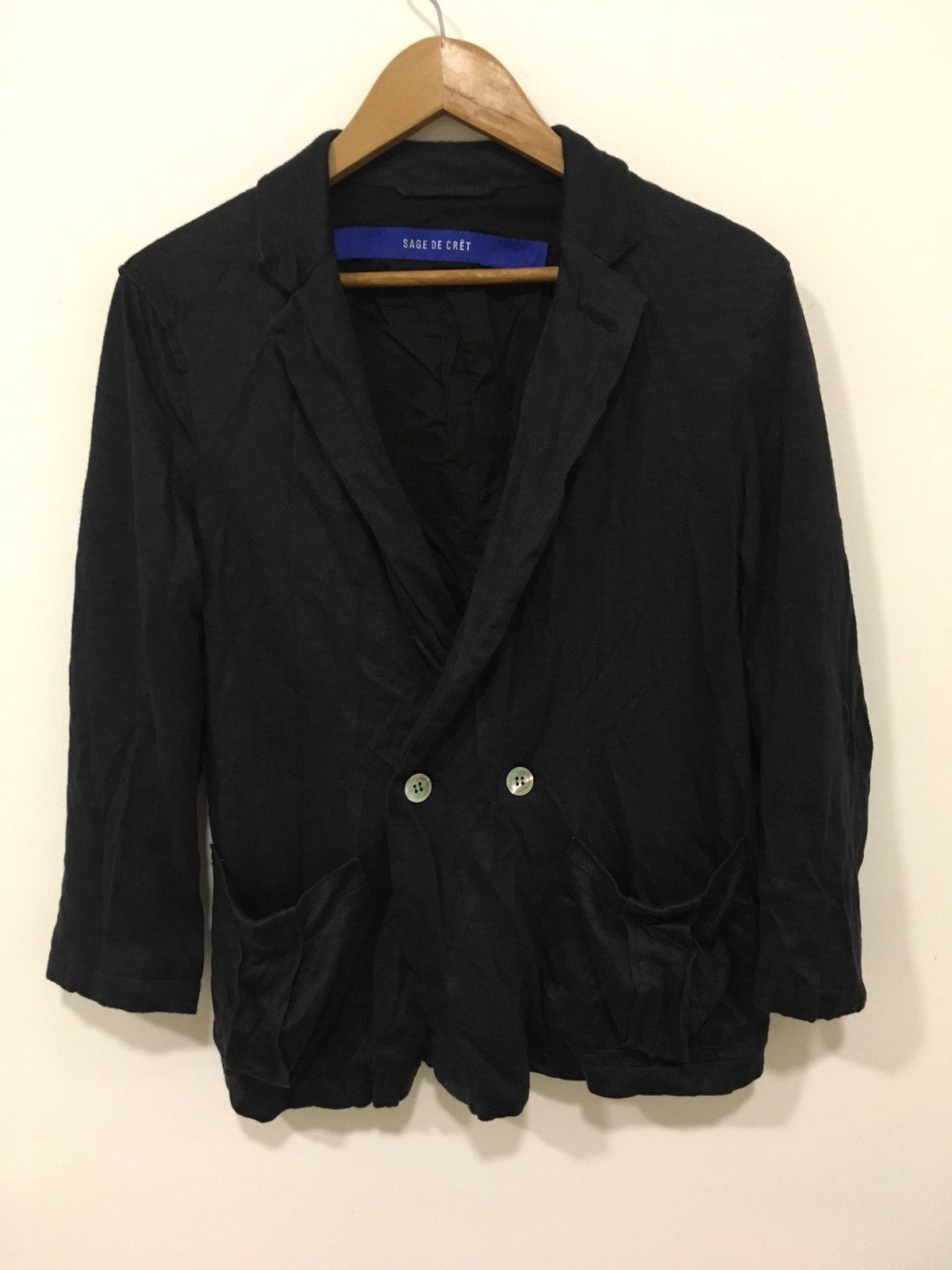 image of Sage De Cret Black Cotton Coat, Men's (Size Small)