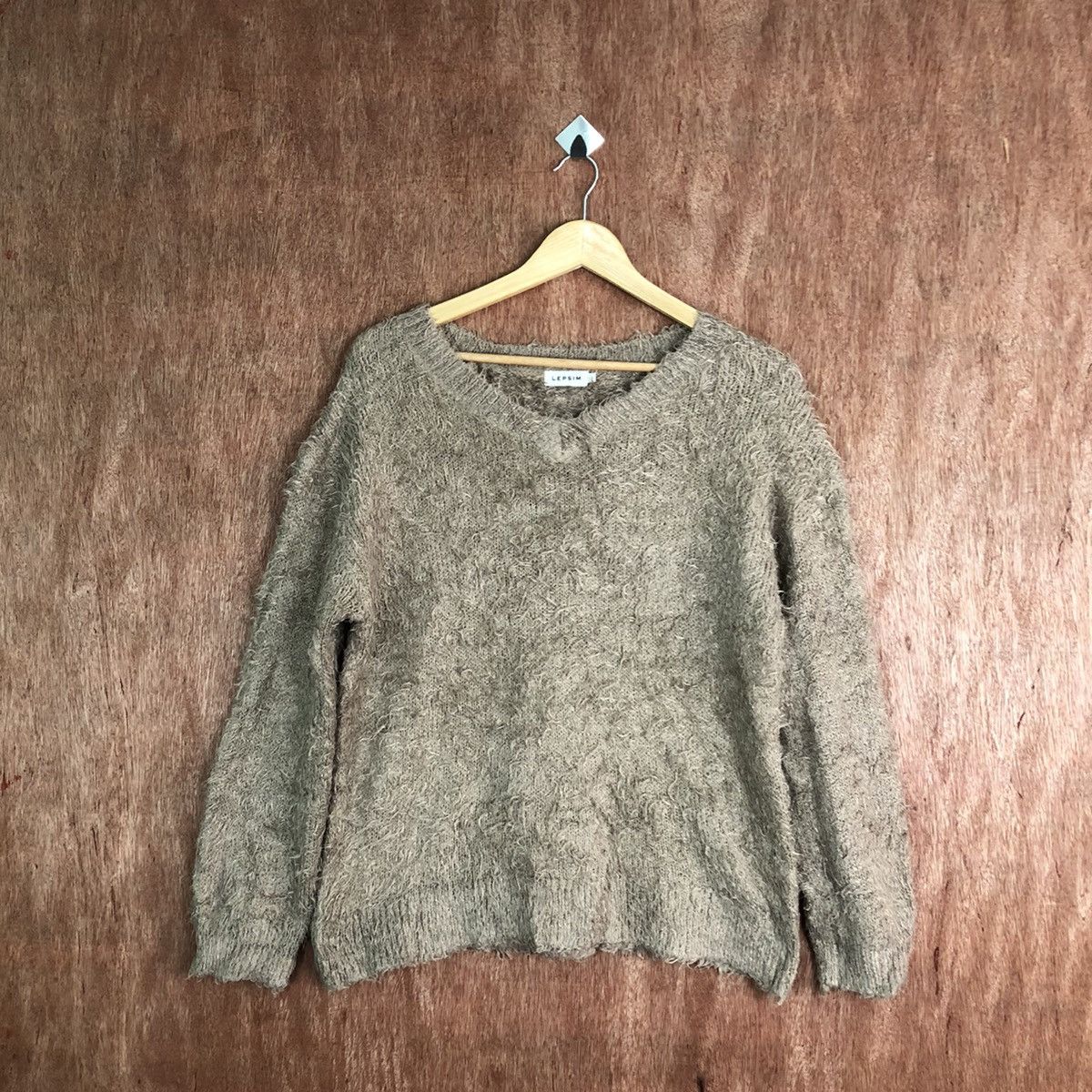 Homespun Knitwear Lepsim Brown Shag Shaggy Fur Mohair Knitwear #6647 Size US L / EU 52-54 / 3 - 1 Thumbnail