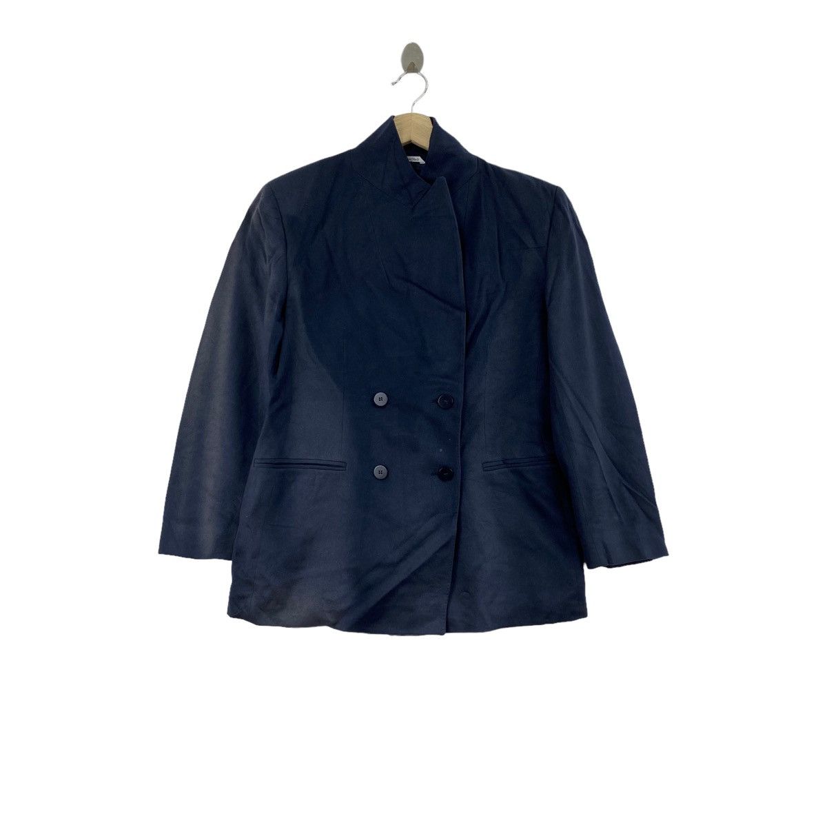image of Vintage Accento By Marzotto Italian Brand Wool Navy Coat, Men's (Size Large)