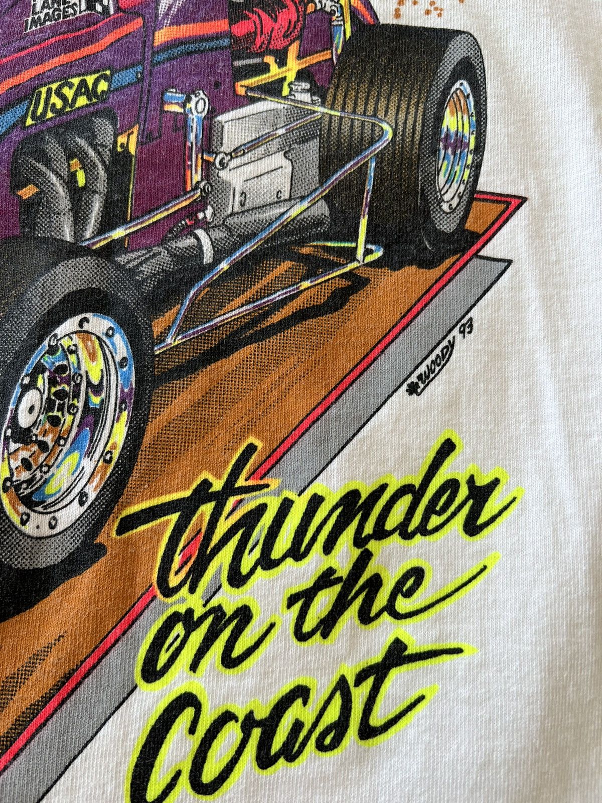 Vintage Vintage 1993 USAC Auto Club Racing White Tee Size US L / EU 52-54 / 3 - 7 Thumbnail