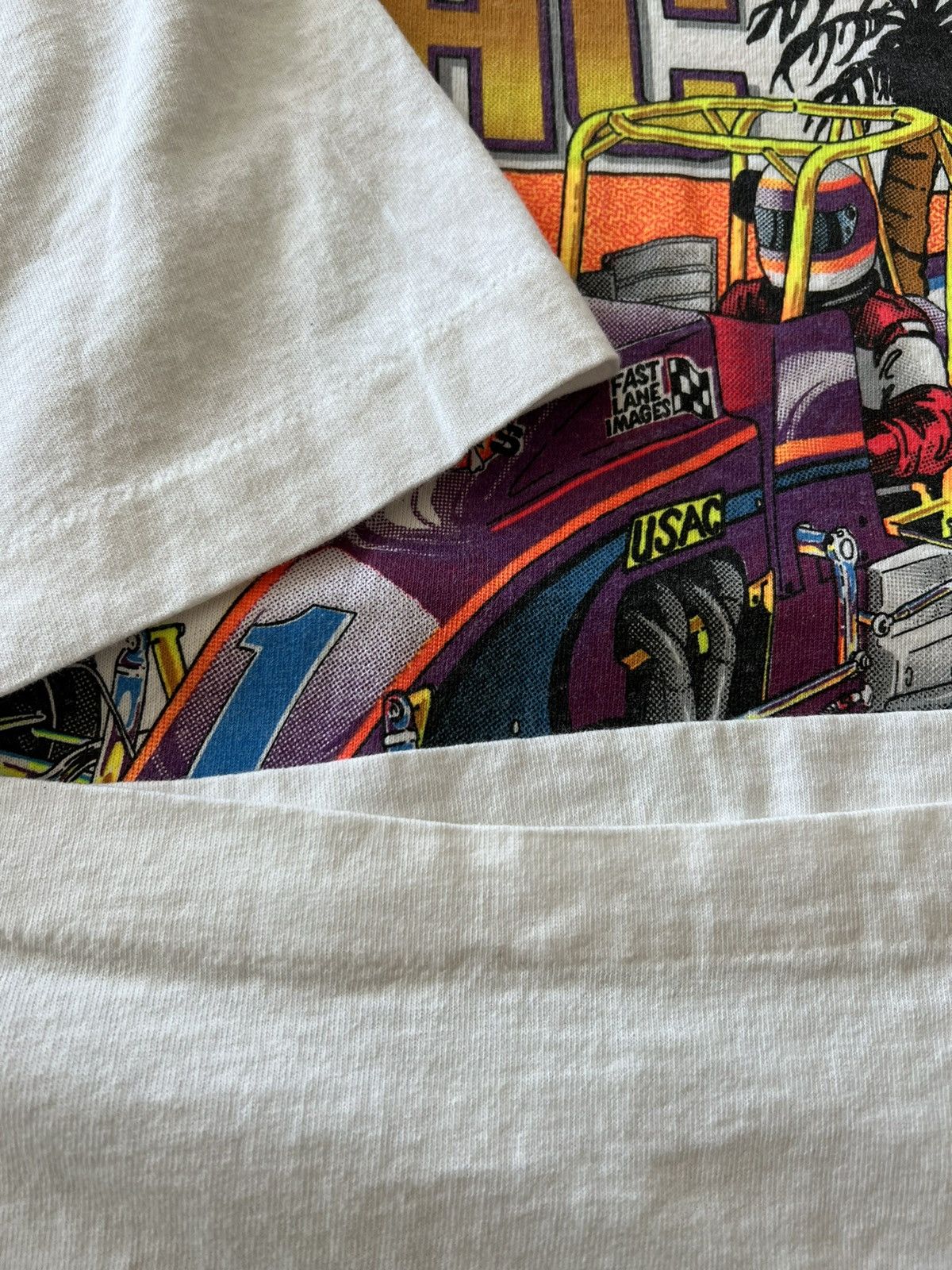 Vintage Vintage 1993 USAC Auto Club Racing White Tee Size US L / EU 52-54 / 3 - 10 Thumbnail