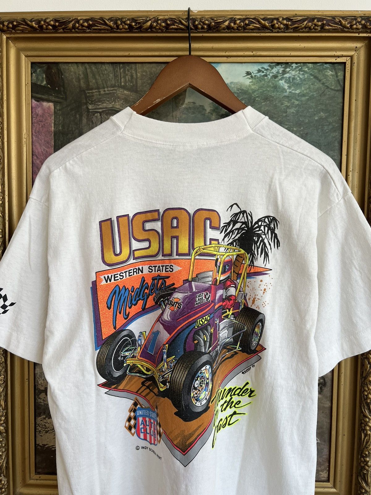 Vintage Vintage 1993 USAC Auto Club Racing White Tee Size US L / EU 52-54 / 3 - 4 Thumbnail