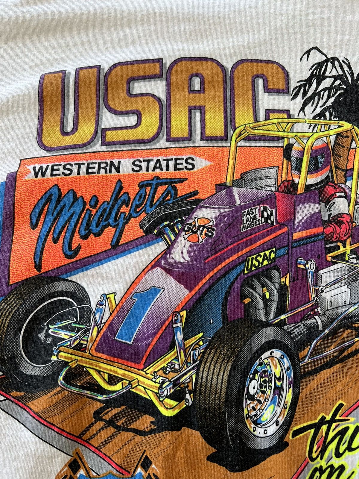 Vintage Vintage 1993 USAC Auto Club Racing White Tee Size US L / EU 52-54 / 3 - 16 Thumbnail