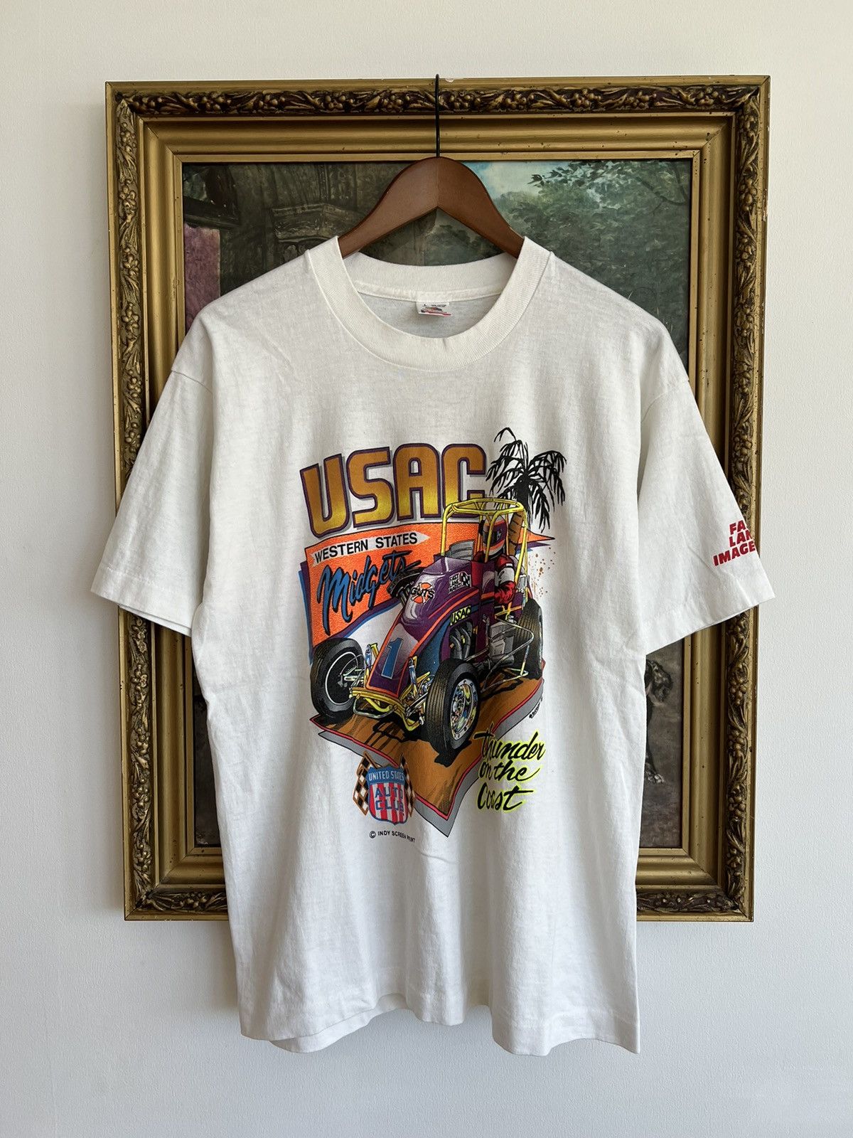 Vintage Vintage 1993 USAC Auto Club Racing White Tee Size US L / EU 52-54 / 3 - 1 Thumbnail