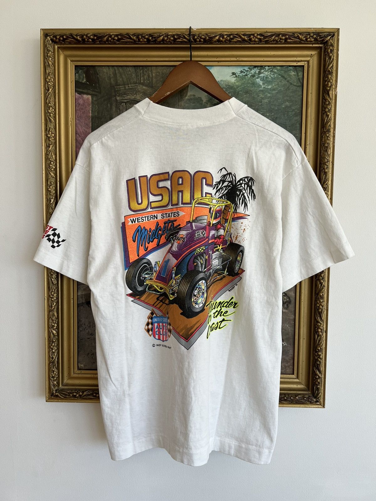 Vintage Vintage 1993 USAC Auto Club Racing White Tee Size US L / EU 52-54 / 3 - 2 Thumbnail