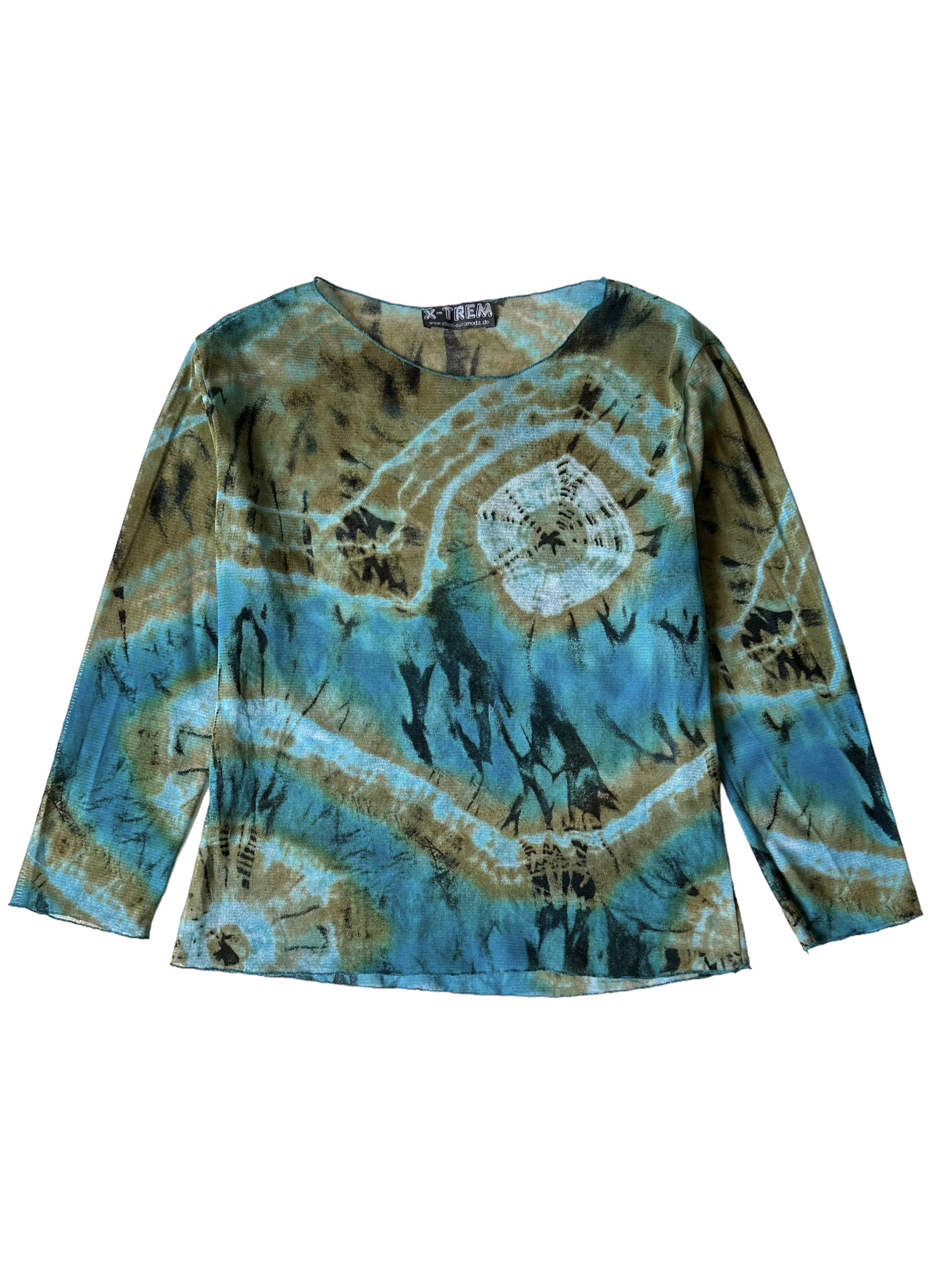 Vintage y2k Mesh Abstract Long Sleeve Shirt Top (M)