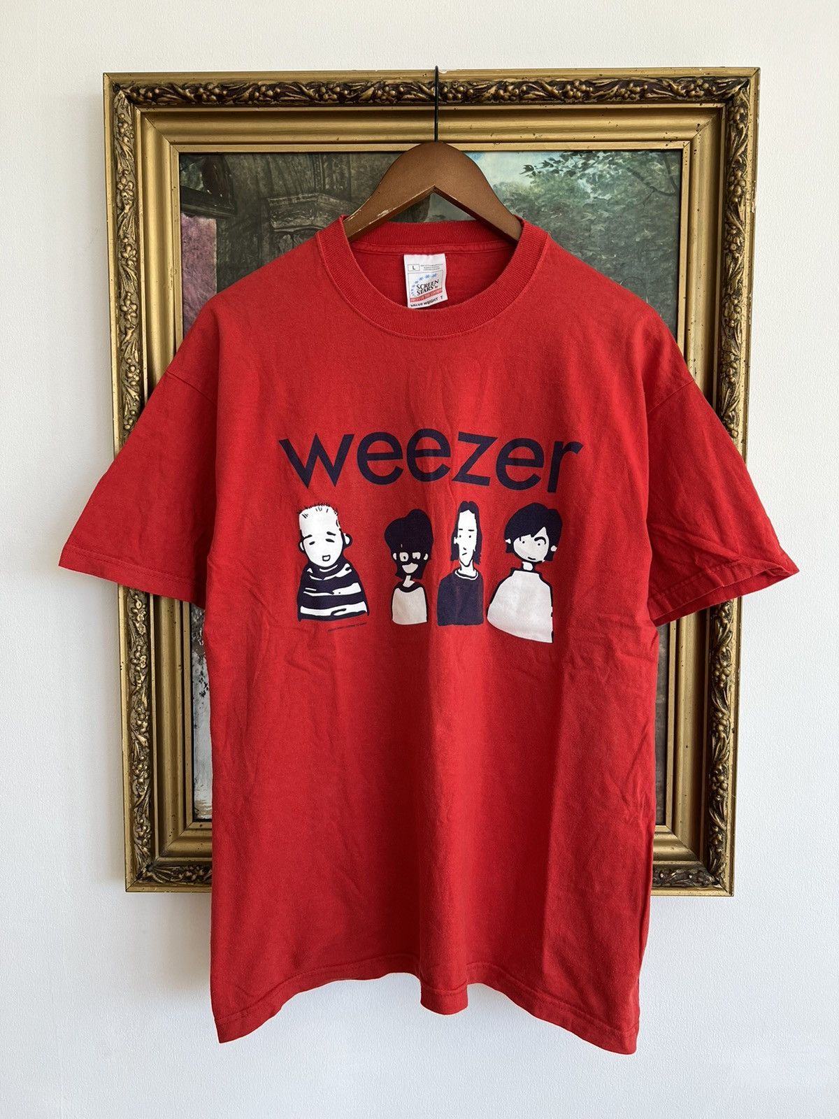 Pre-owned Band Tees X Rock T Shirt Vintage 2000s Weezer Rock Band Red Tee