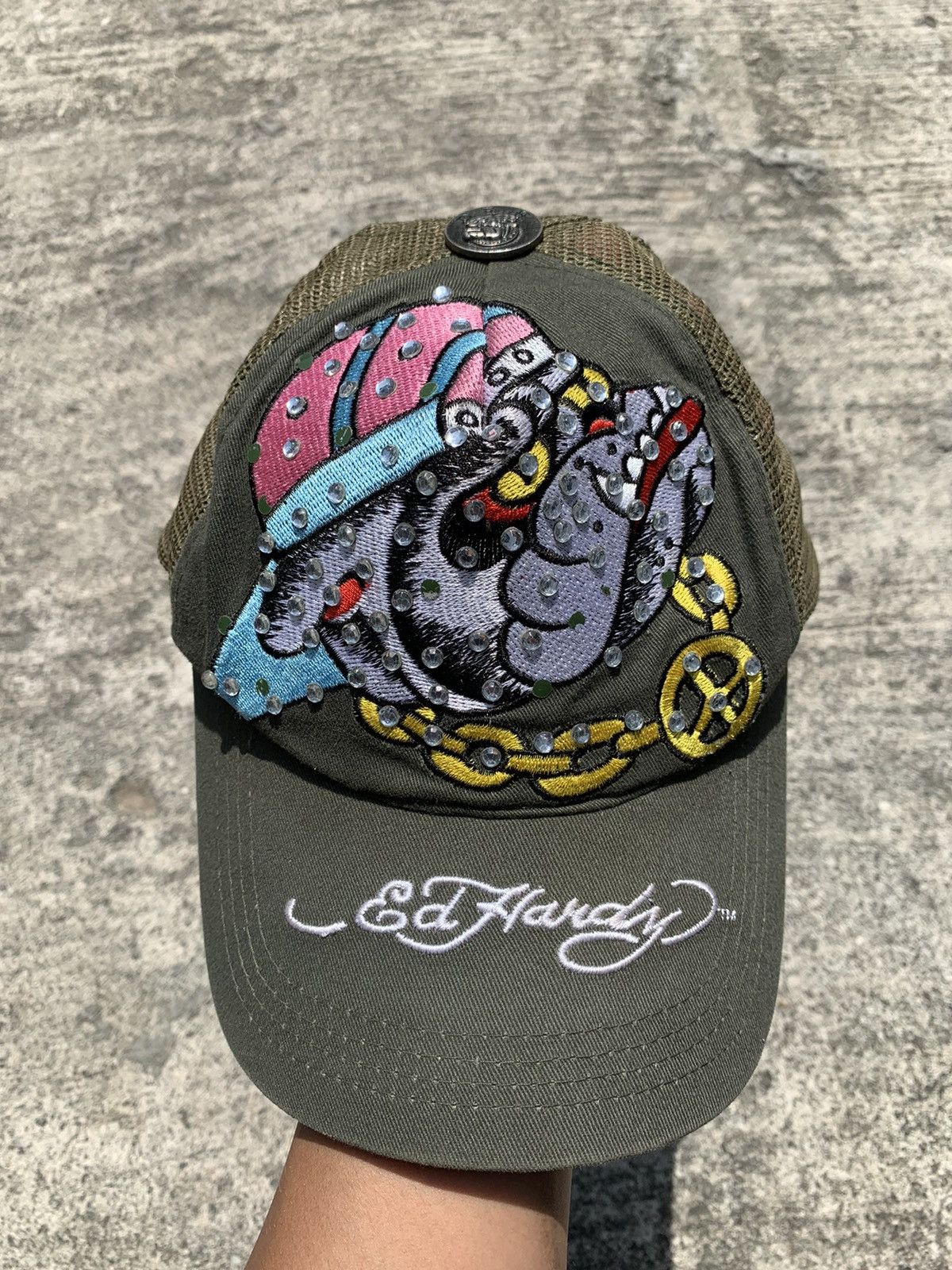 Ed Hardy Ed hardy trucker hats dog & crystal Size ONE SIZE - 1 Thumbnail
