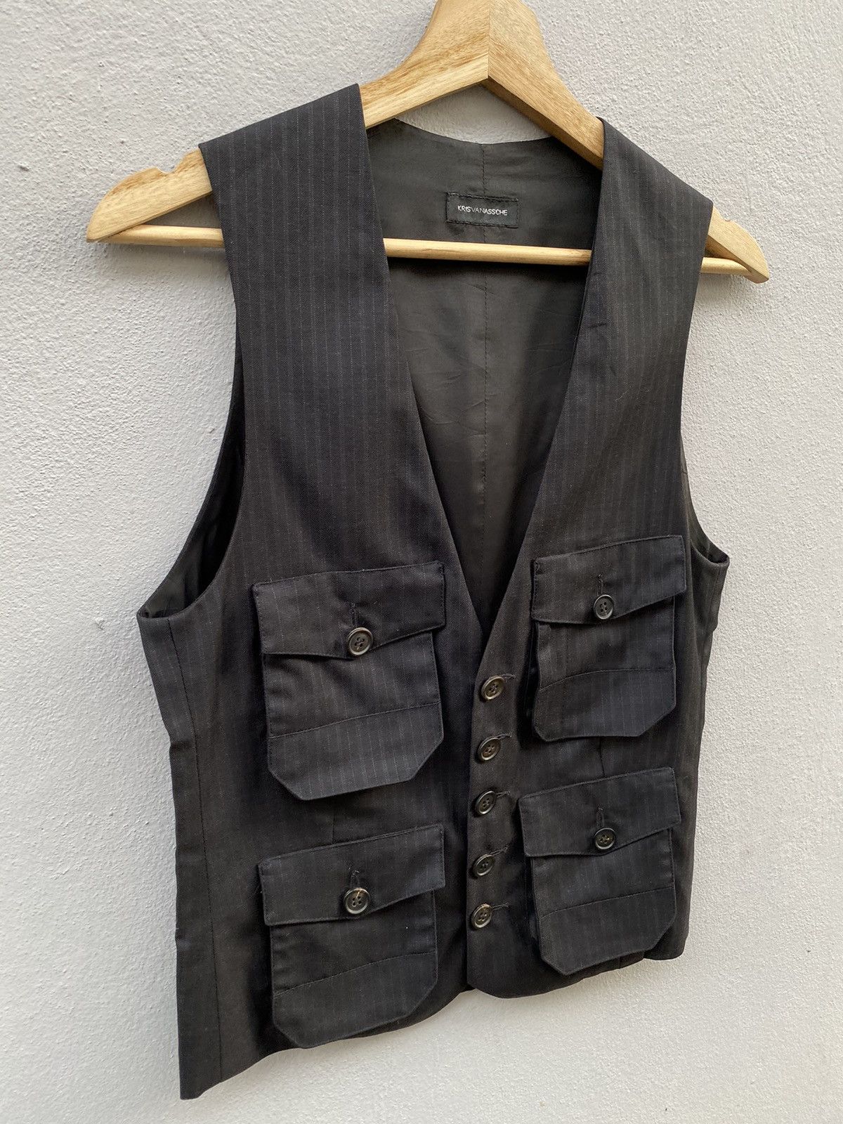 Kris Van Assche RARE💥 KRIS VAN ASSCHE Multipocket/Utility Pin Stripes Vest Size US S / EU 44-46 / 1 - 3 Thumbnail