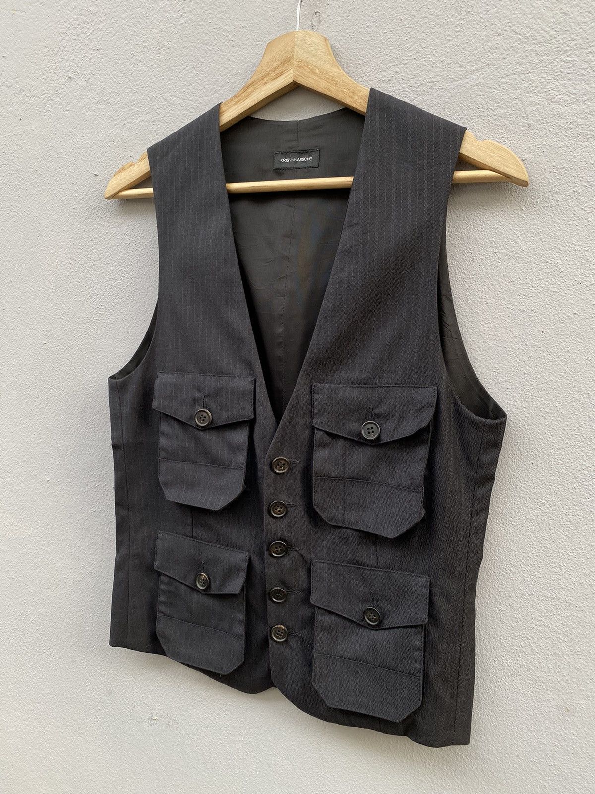 Kris Van Assche RARE💥 KRIS VAN ASSCHE Multipocket/Utility Pin Stripes Vest Size US S / EU 44-46 / 1 - 2 Thumbnail