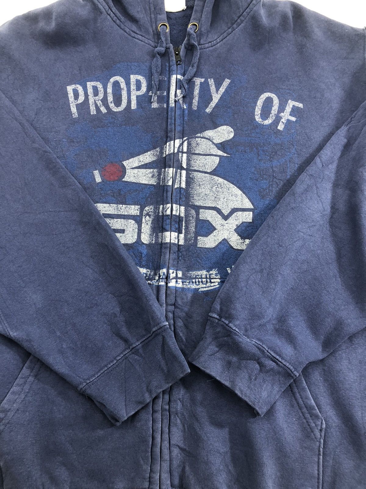 Majestic Vintage Majestic Sox Faded Blue Hoodie Big Logo Size US XL / EU 56 / 4 - 4 Thumbnail