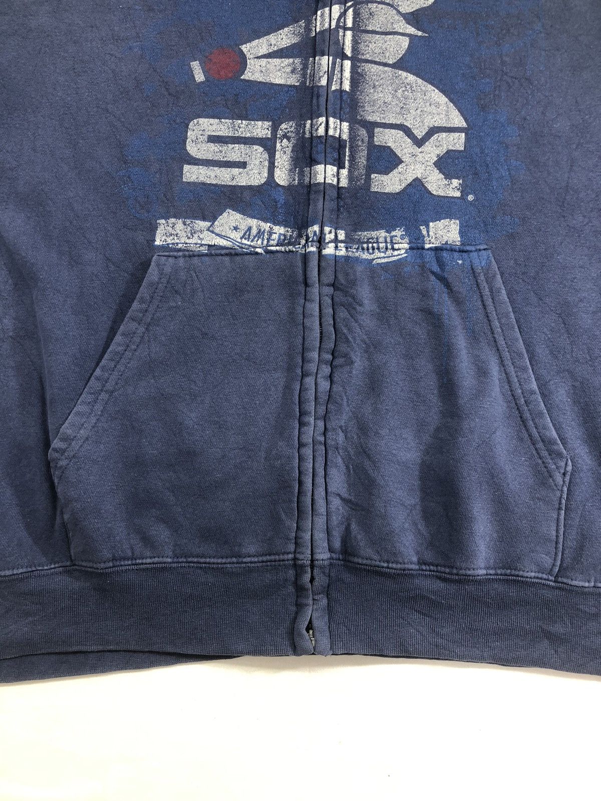 Majestic Vintage Majestic Sox Faded Blue Hoodie Big Logo Size US XL / EU 56 / 4 - 5 Thumbnail