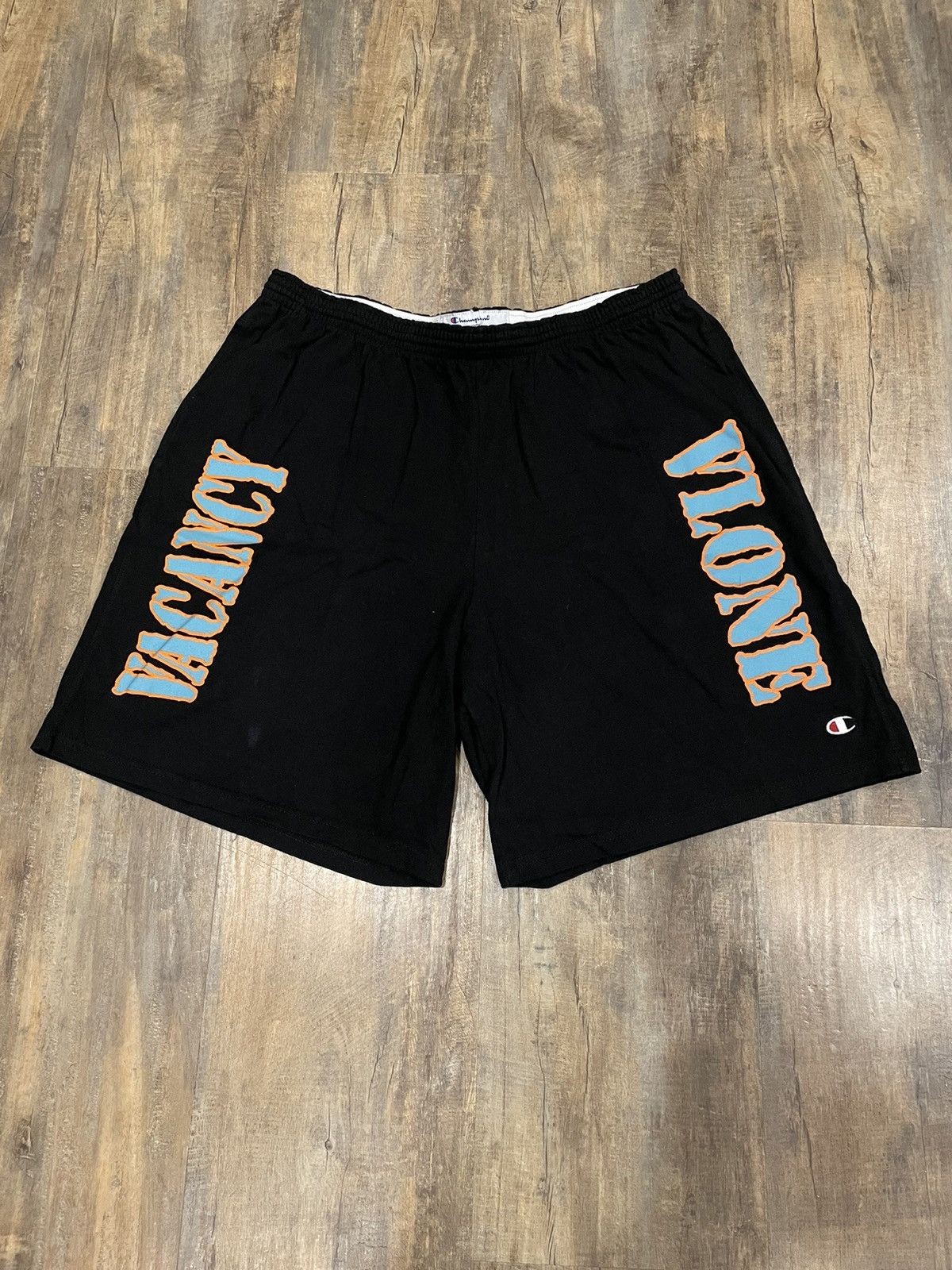image of No Vacancy Inn Champion Logo Shorts in Black, Men's (Size 34)