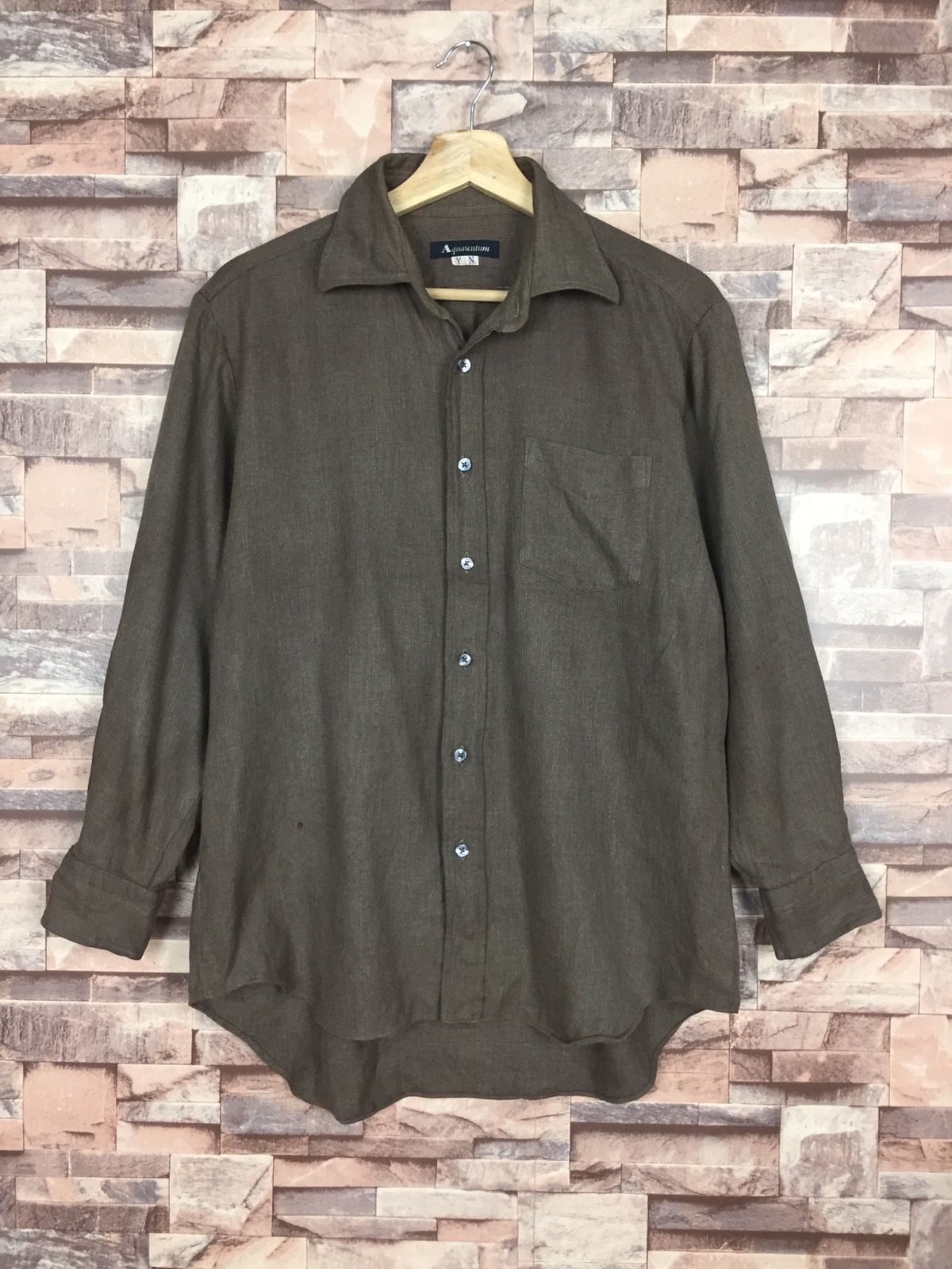 Pre-owned Aquascutum Long Sleeve Button Shirt In Dark Khaki