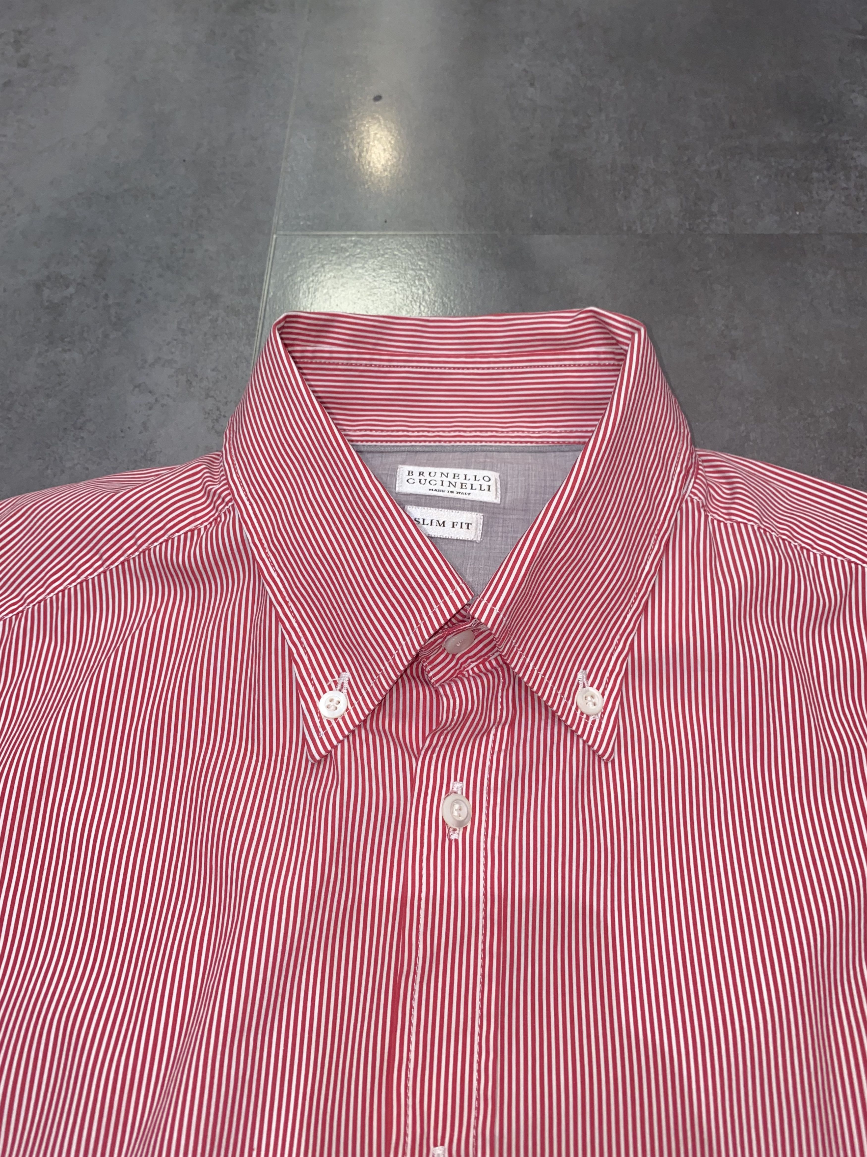 Brunello Cucinelli DS! Brunello Cucinelli Striped Pink Button Up Shirt Size US XL / EU 56 / 4 - 9 Thumbnail
