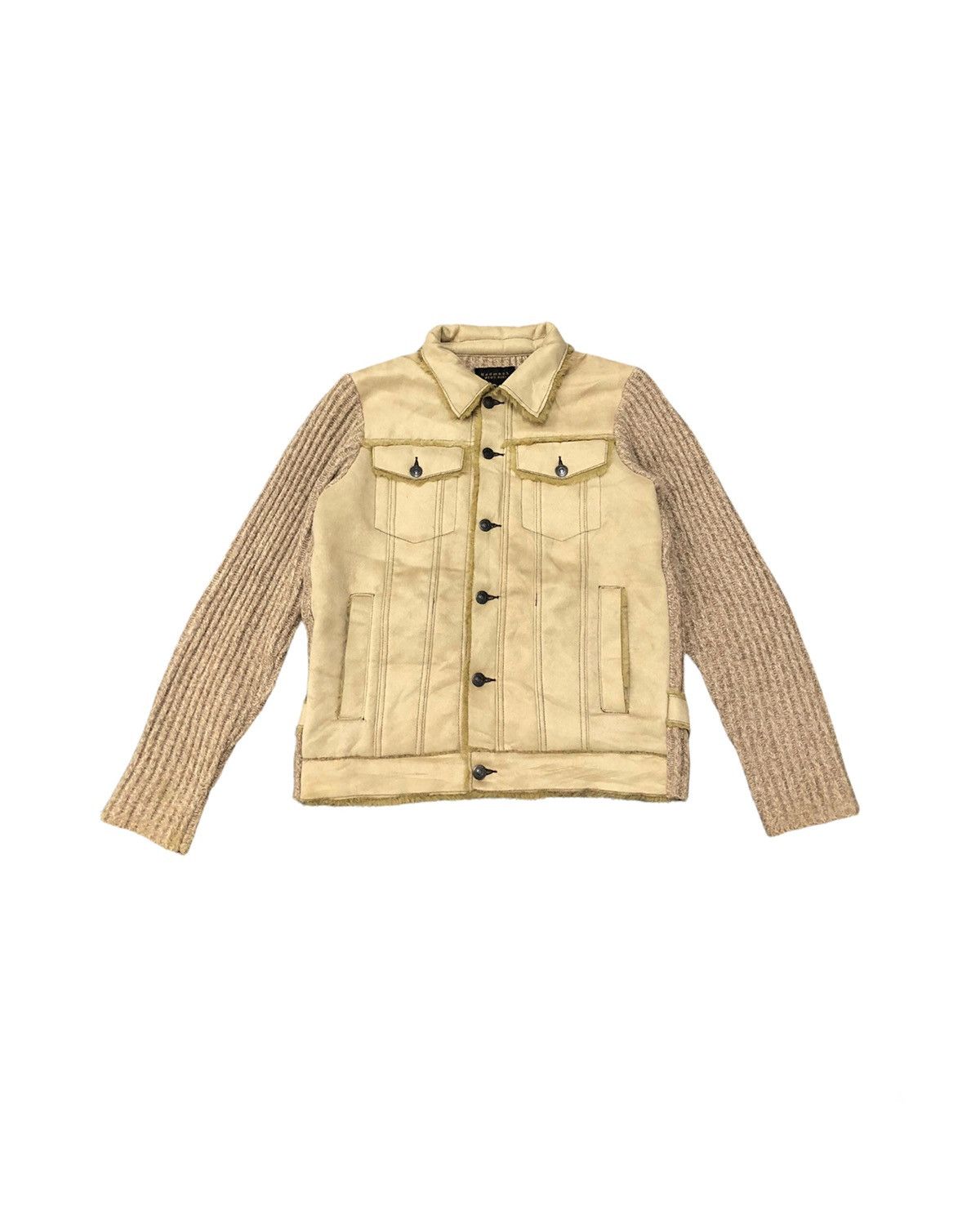 BIGI × Takeo Kikuchi 🔥Archive🔥 AW -14 Men's Bigi Knit moleskin Trucker Jacket Size US M / EU 48-50 / 2 - 3 Thumbnail