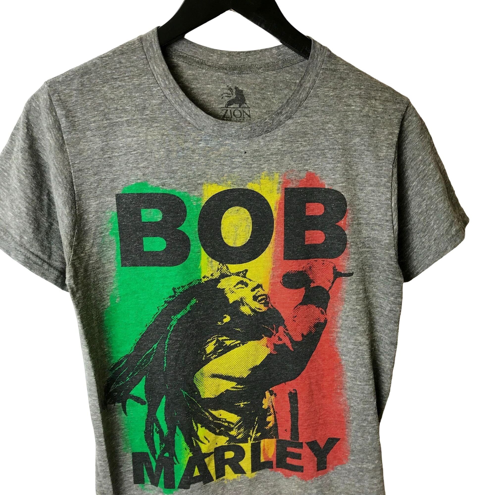 ZION BOB MARLEY Bob Marley Band T-shirt Band T Men's L size unclear black type Vintage Second Hand