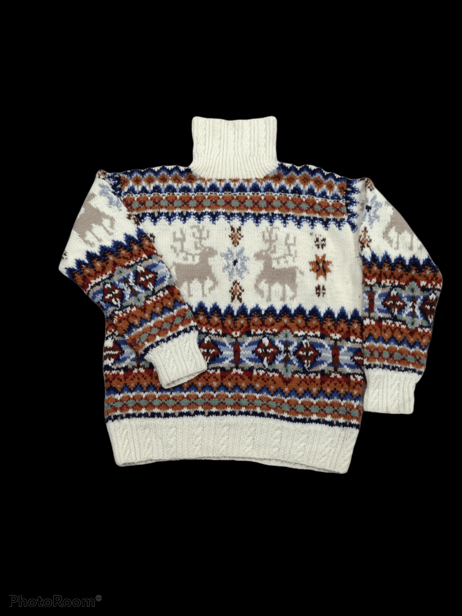 Japanese Brand × Native JAPANESE ALL OVER PRINTED TURTLENECK CECILINE HAND KNIT Size US M / EU 48-50 / 2 - 1 Thumbnail