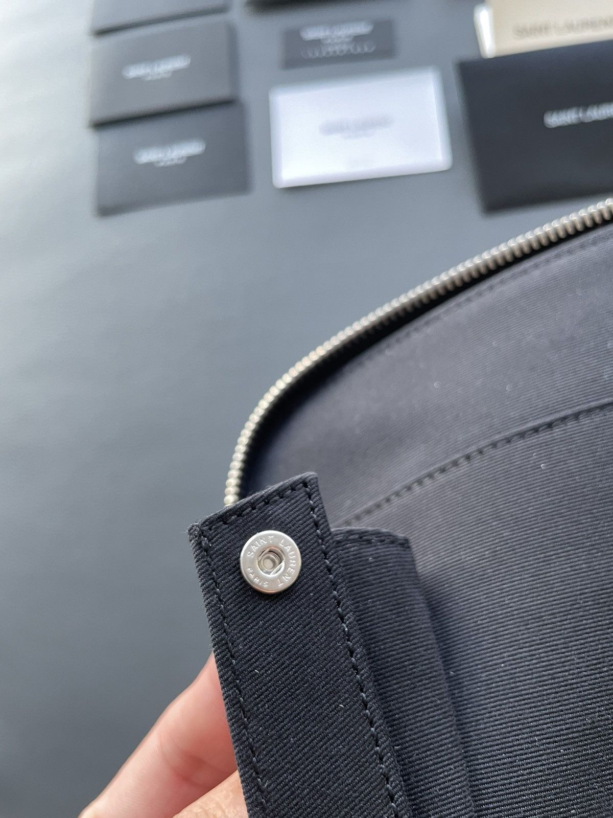 Saint Laurent Paris Rare Super Limited Runway Croc Embossed Leather Pouch Bag Size ONE SIZE - 23 Thumbnail