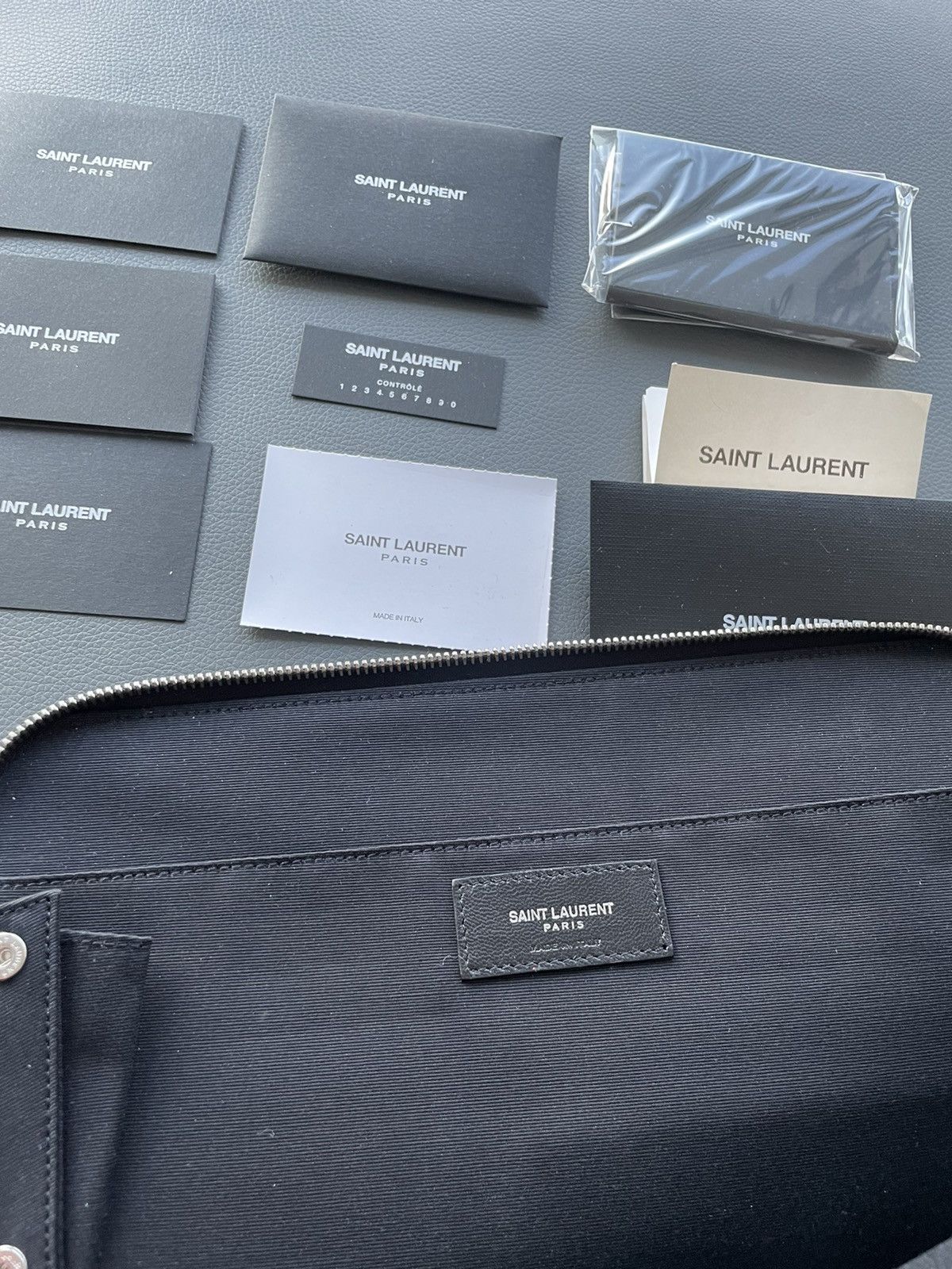 Saint Laurent Paris Rare Super Limited Runway Croc Embossed Leather Pouch Bag Size ONE SIZE - 11 Thumbnail