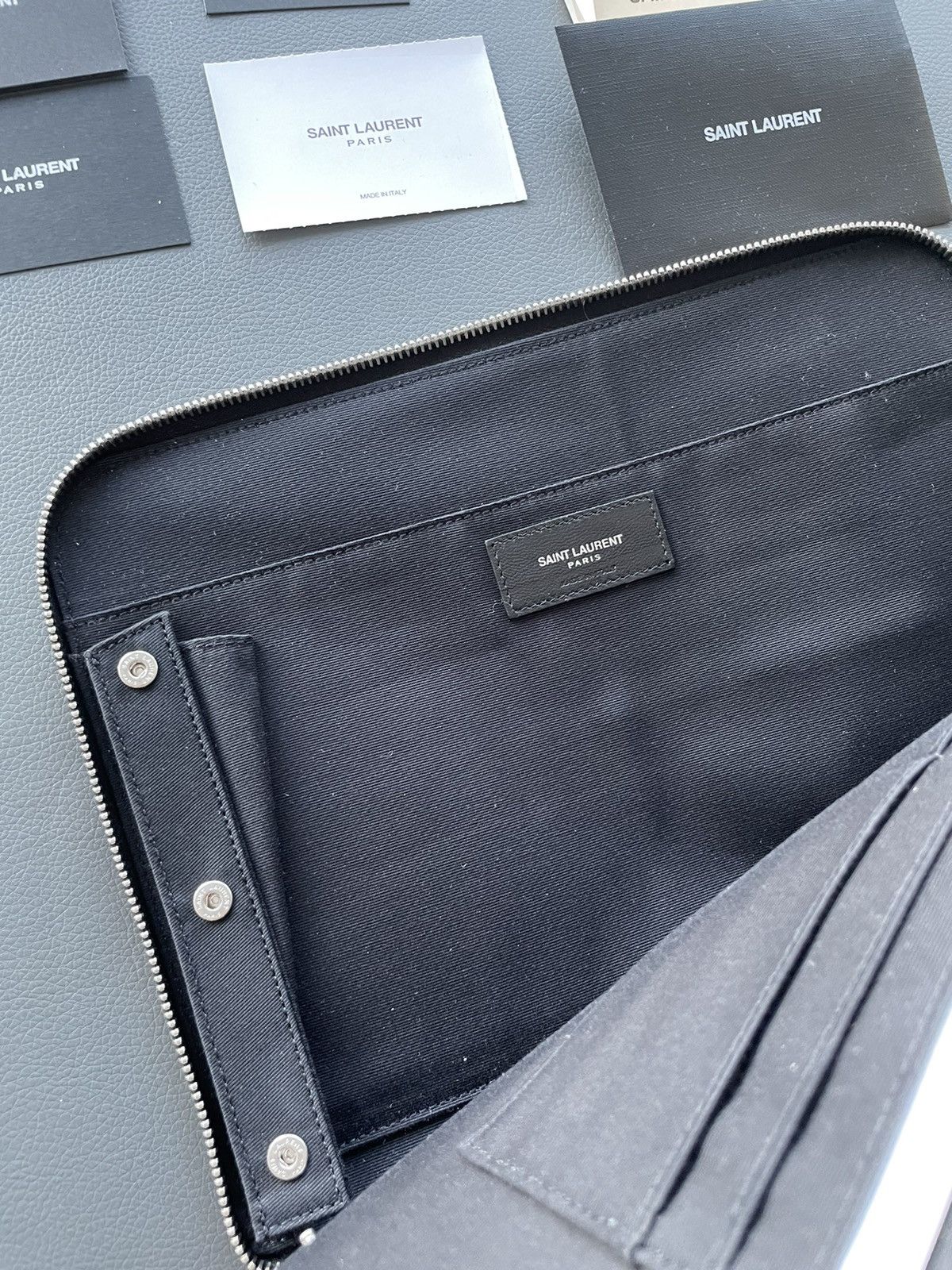 Saint Laurent Paris Rare Super Limited Runway Croc Embossed Leather Pouch Bag Size ONE SIZE - 6 Thumbnail
