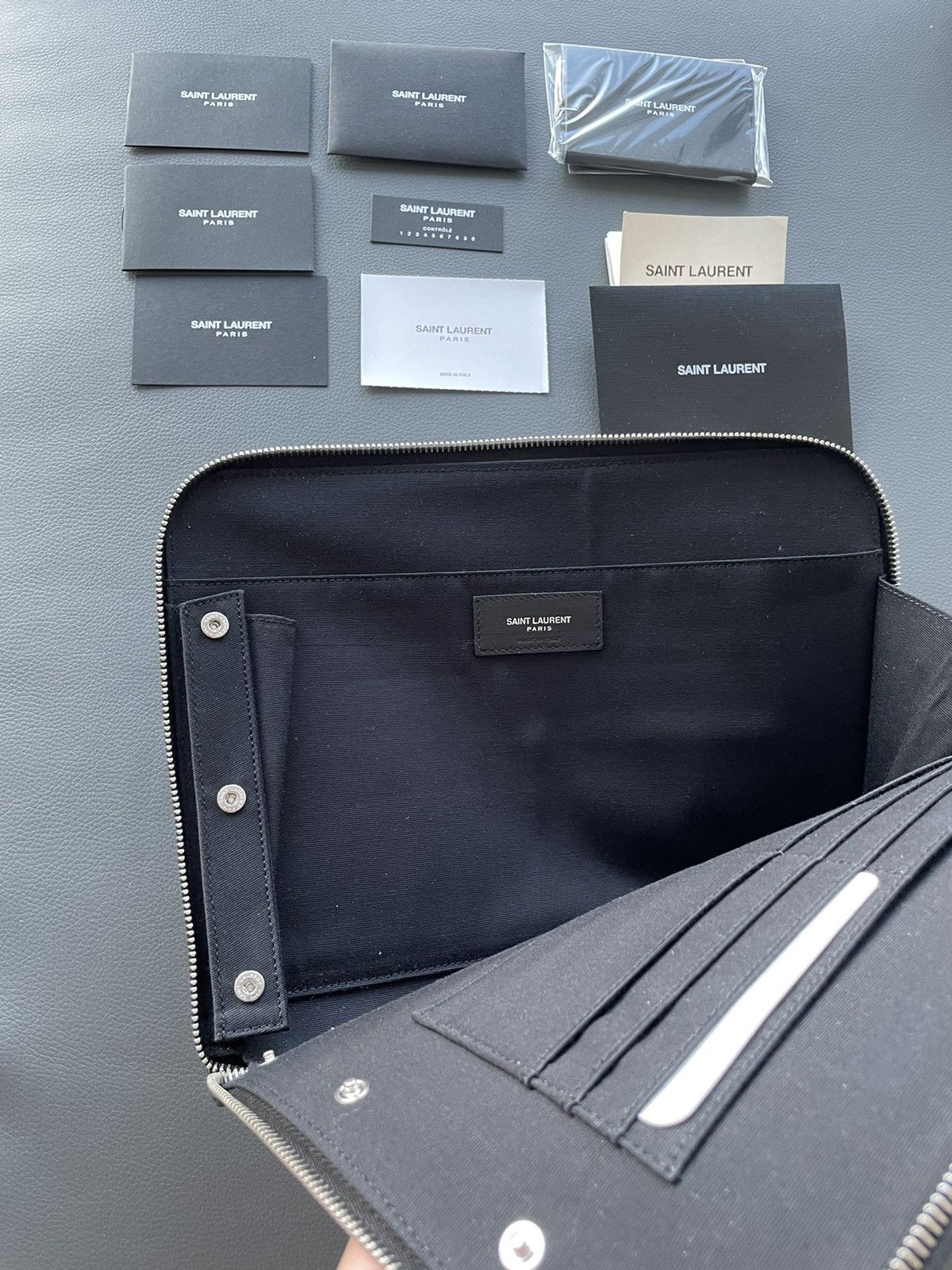 Saint Laurent Paris Rare Super Limited Runway Croc Embossed Leather Pouch Bag Size ONE SIZE - 5 Thumbnail
