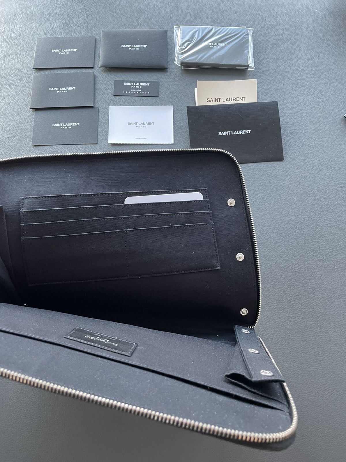 Saint Laurent Paris Rare Super Limited Runway Croc Embossed Leather Pouch Bag Size ONE SIZE - 14 Thumbnail