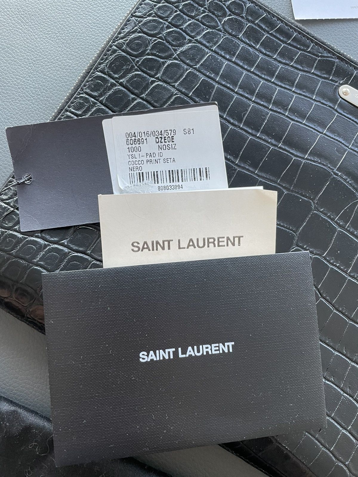 Saint Laurent Paris Rare Super Limited Runway Croc Embossed Leather Pouch Bag Size ONE SIZE - 2 Thumbnail