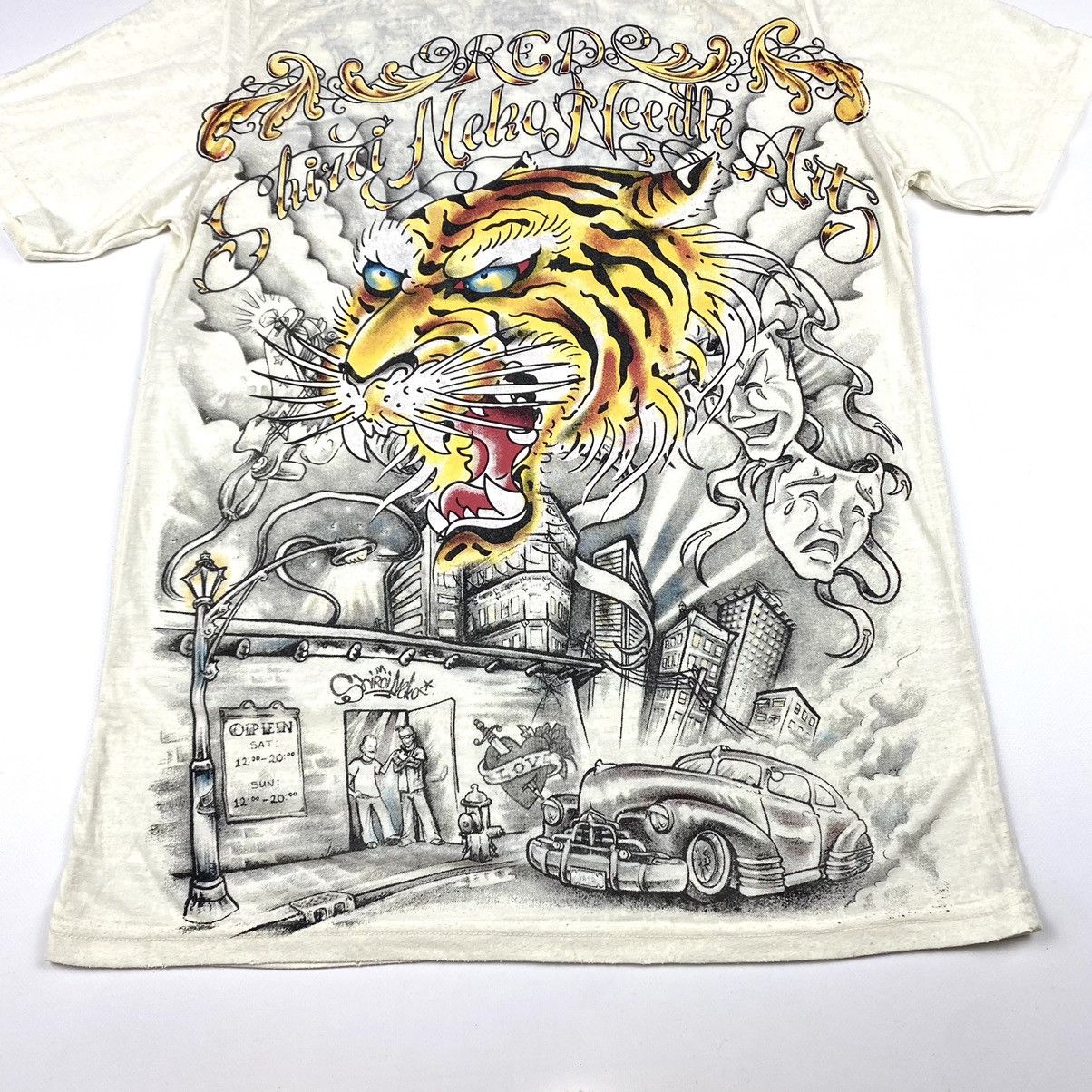 Handmade 00’s Vintage Hand Made Japanese Tiger Print Archive T Shirt Size US L / EU 52-54 / 3 - 3 Thumbnail