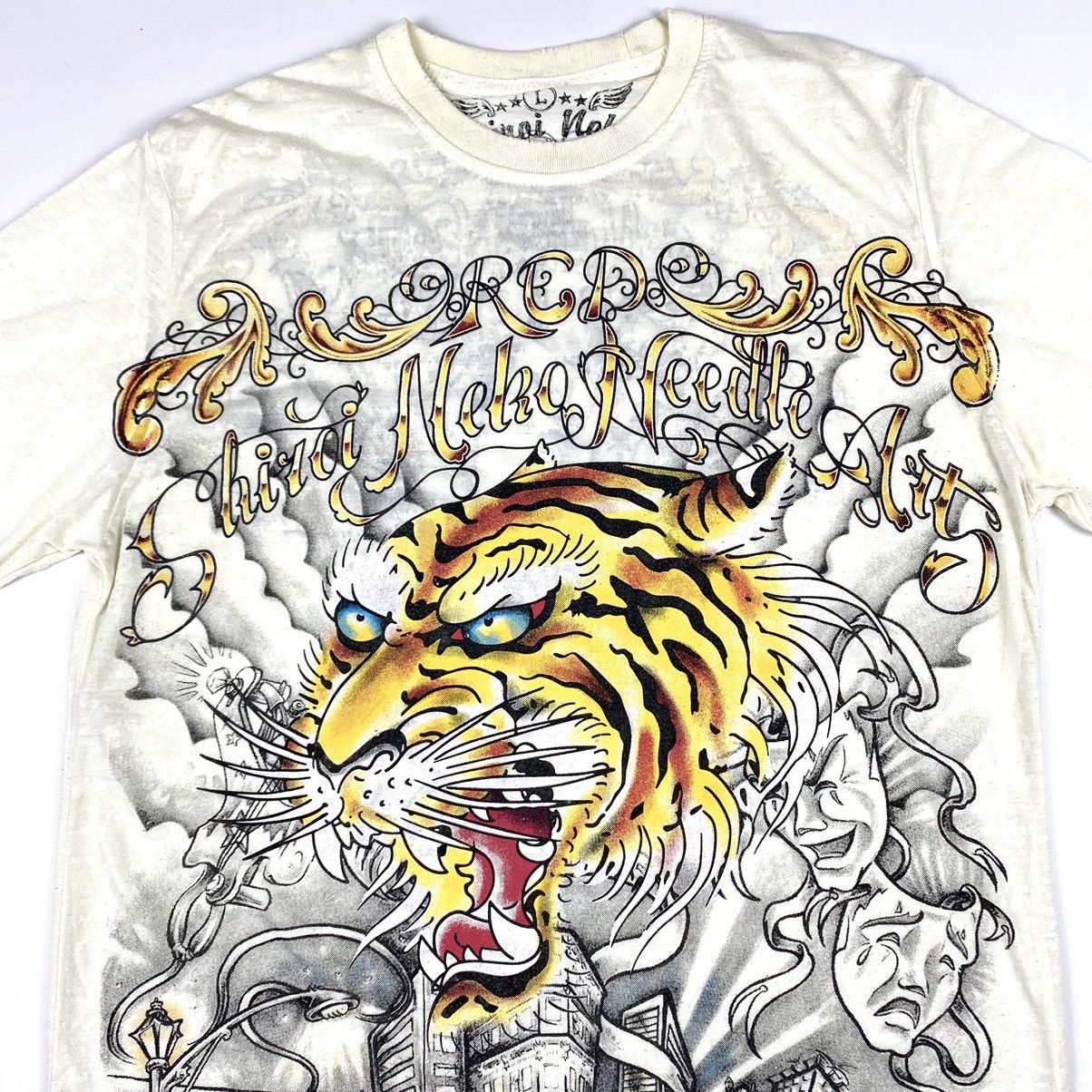 Handmade 00’s Vintage Hand Made Japanese Tiger Print Archive T Shirt Size US L / EU 52-54 / 3 - 4 Thumbnail