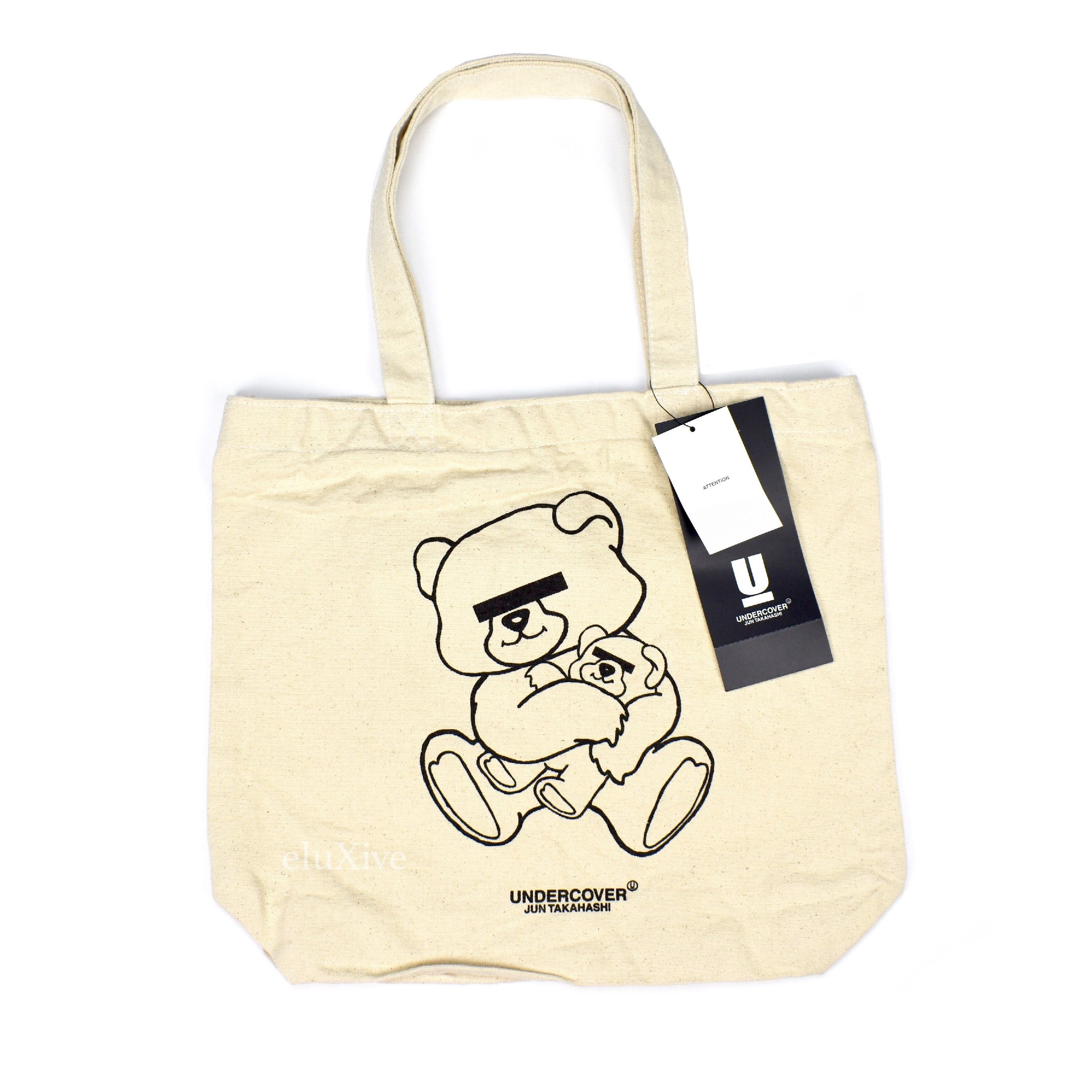 Pre-owned Undercover Madstore Bear Logo Canvas Tote Ds In Beige