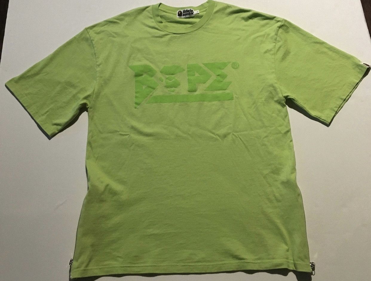 Bape Bape side zipper logo tee shirt Size US L / EU 52-54 / 3 - 1 Thumbnail