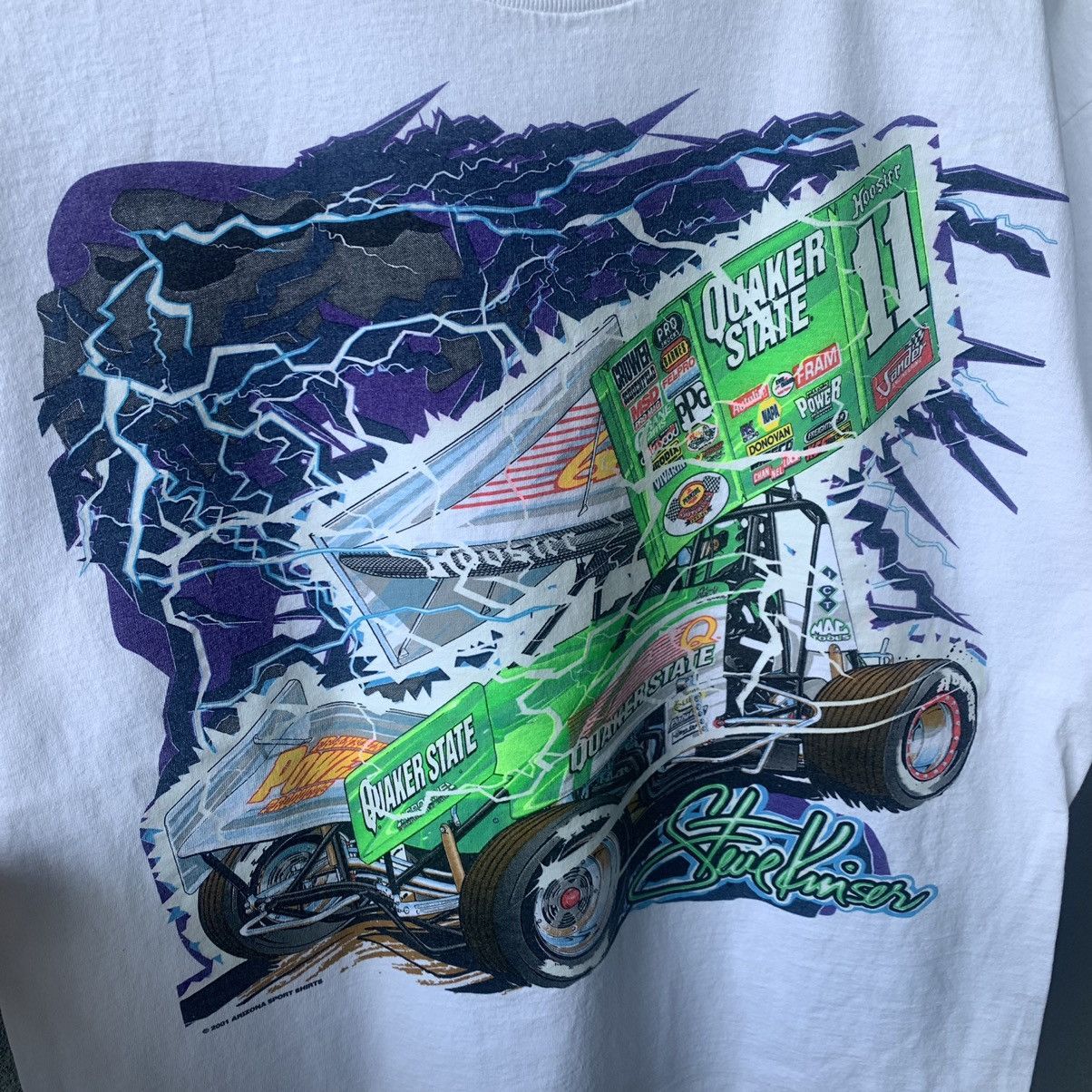 NASCAR Vintage Steve Kinser Motorsport White T-shirt Size US L / EU 52-54 / 3 - 2 Thumbnail