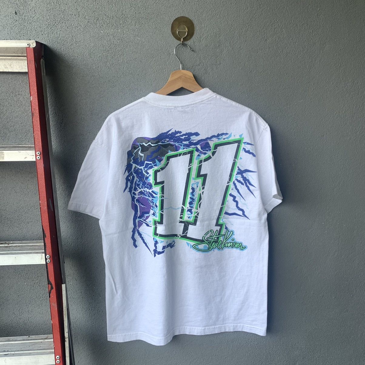 NASCAR Vintage Steve Kinser Motorsport White T-shirt Size US L / EU 52-54 / 3 - 5 Thumbnail