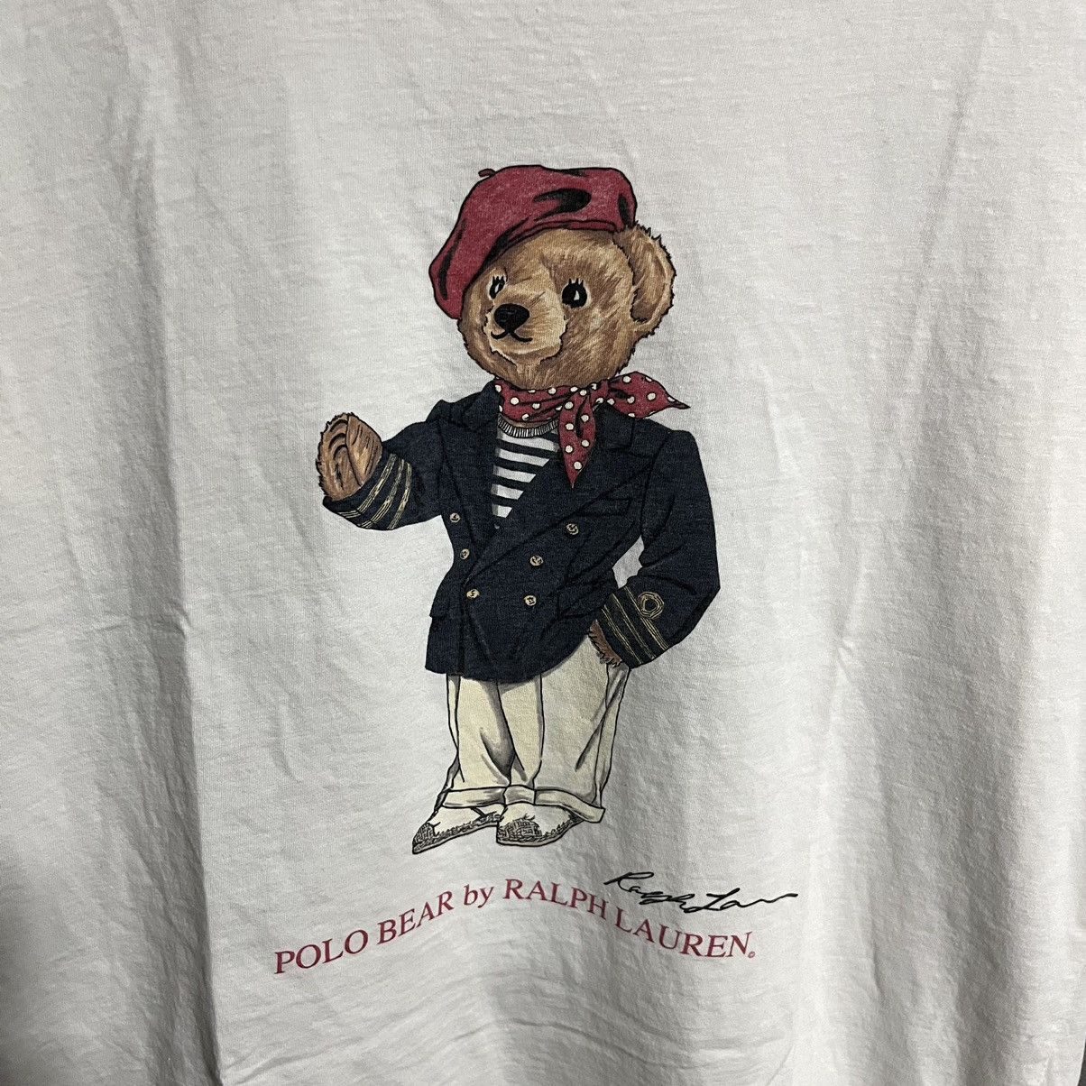 Polo Ralph Lauren (Made in USA) Vintage Polo Bear by Ralph Lauren White Tee Size US S / EU 44-46 / 1 - 2 Thumbnail